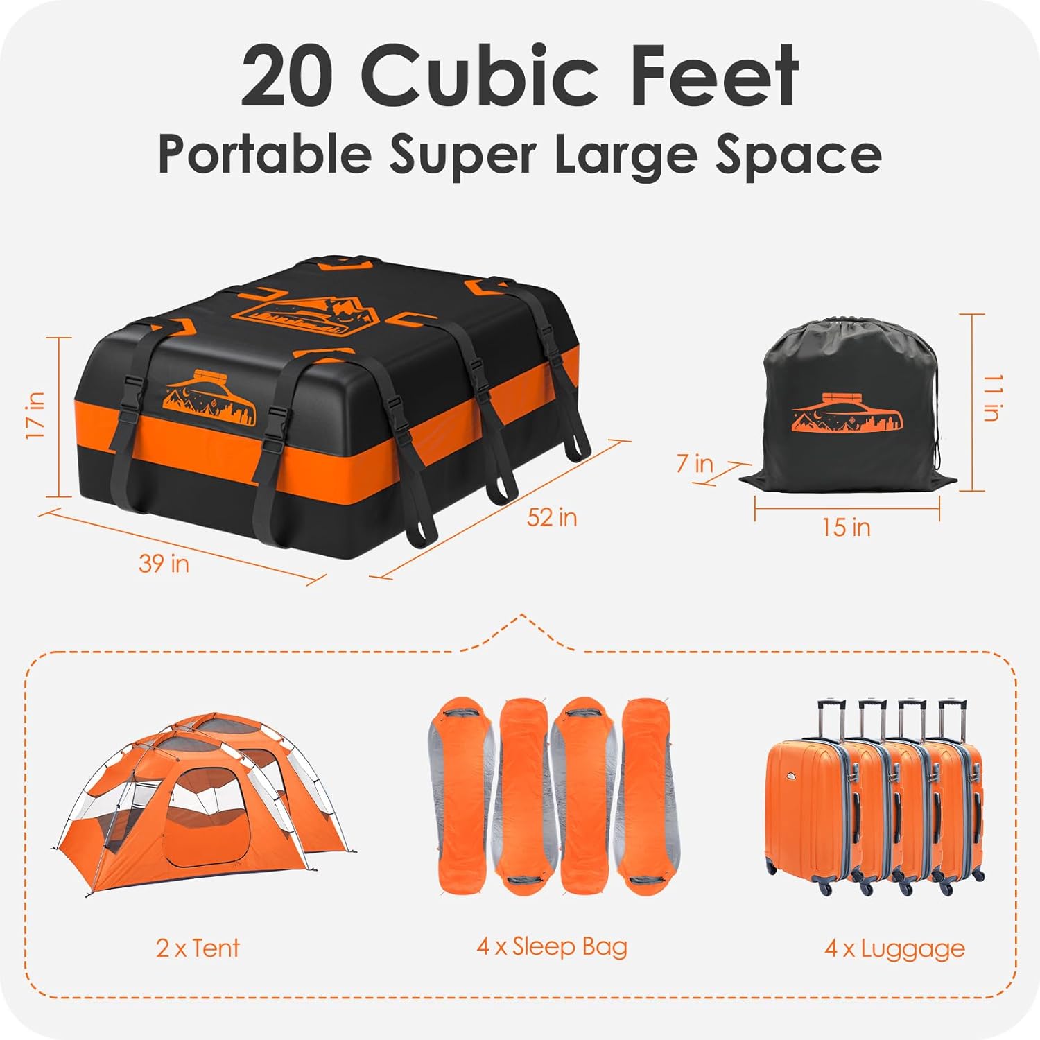 Thumbnail 2 de BOYUJK Roof Bag 566L: Weatherproof Cargo Carrier for Cars with or without Racks