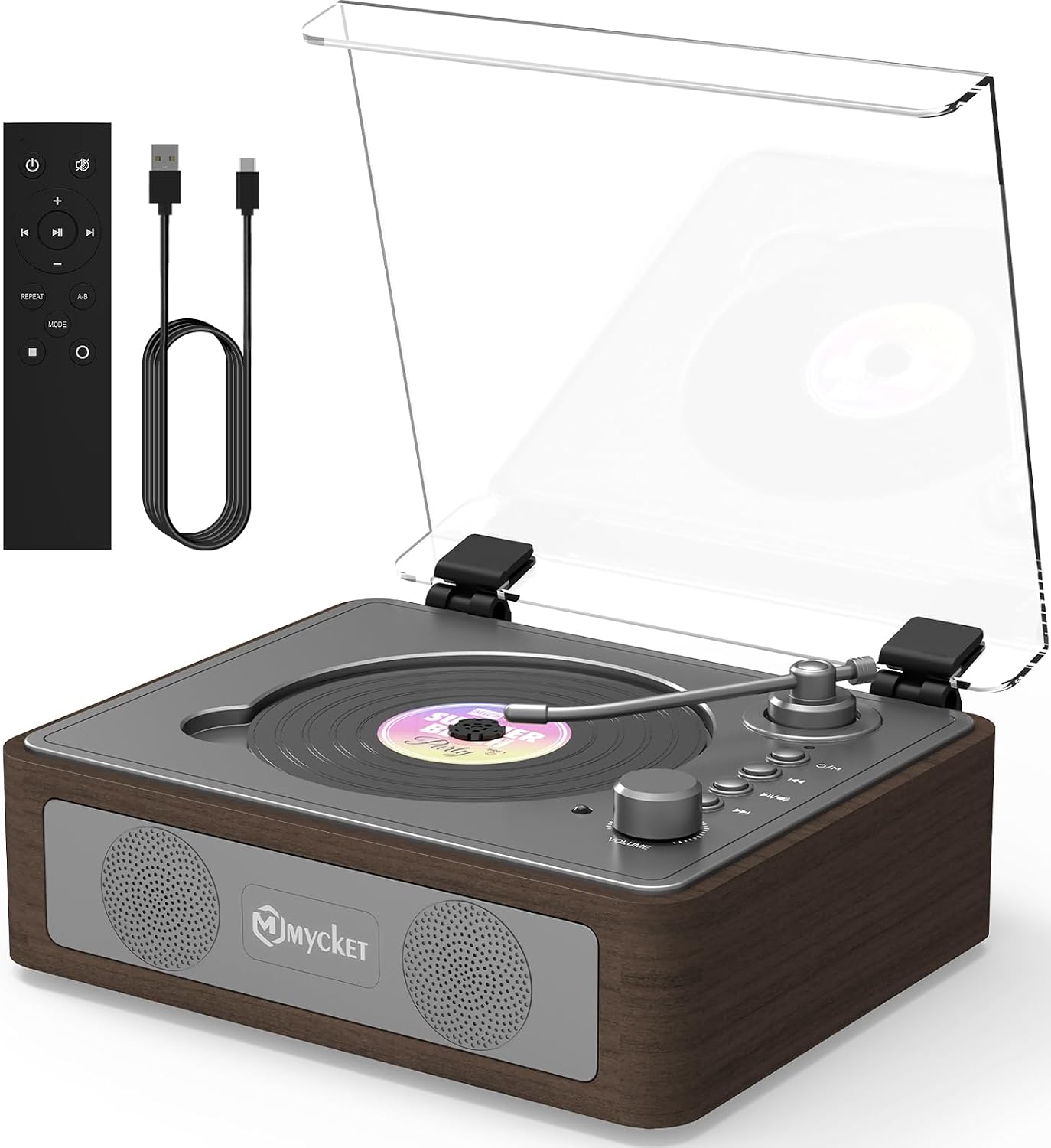 Detalle de Mycket C2 draagbare cd-speler met dubbele stereoluidsprekers en Bluetooth