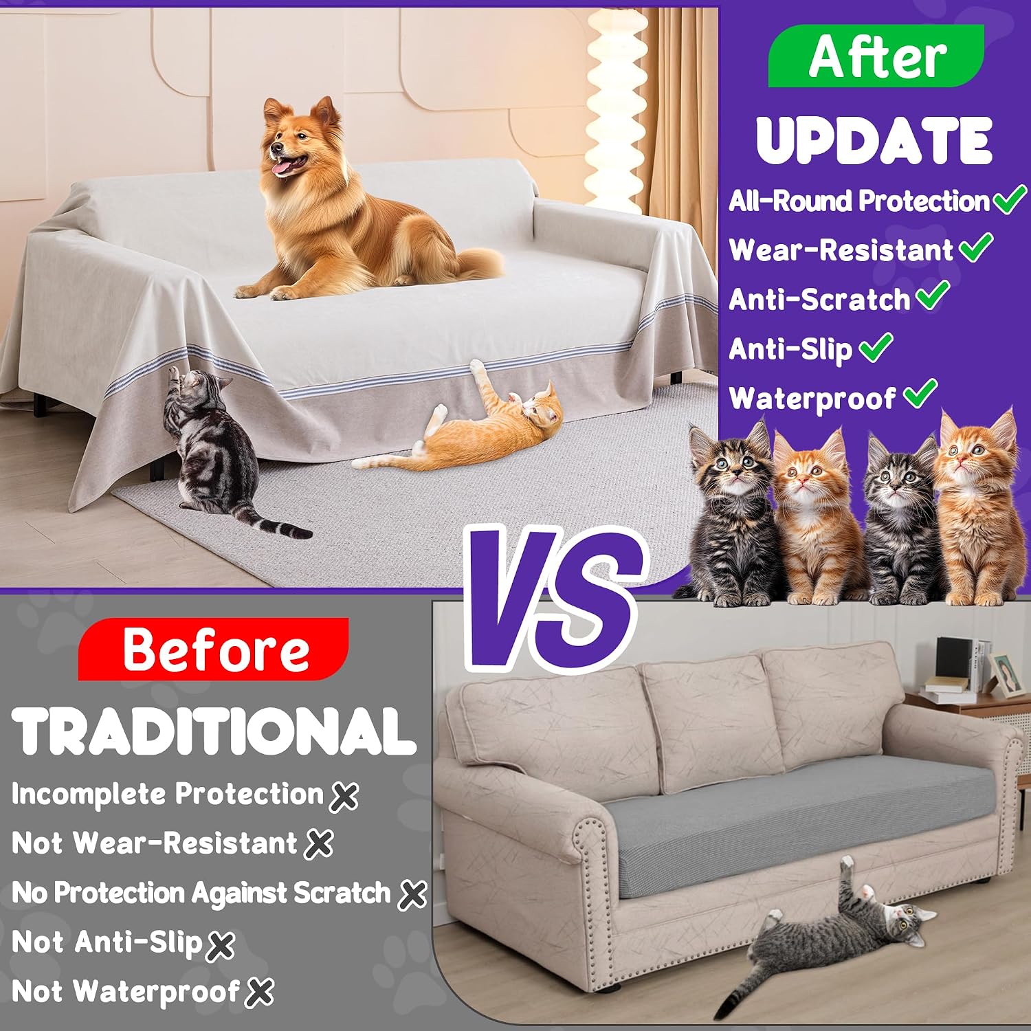 Detalle 2 de Loiion Gatto Copridivano impermeabile 380x230 cm 🛋