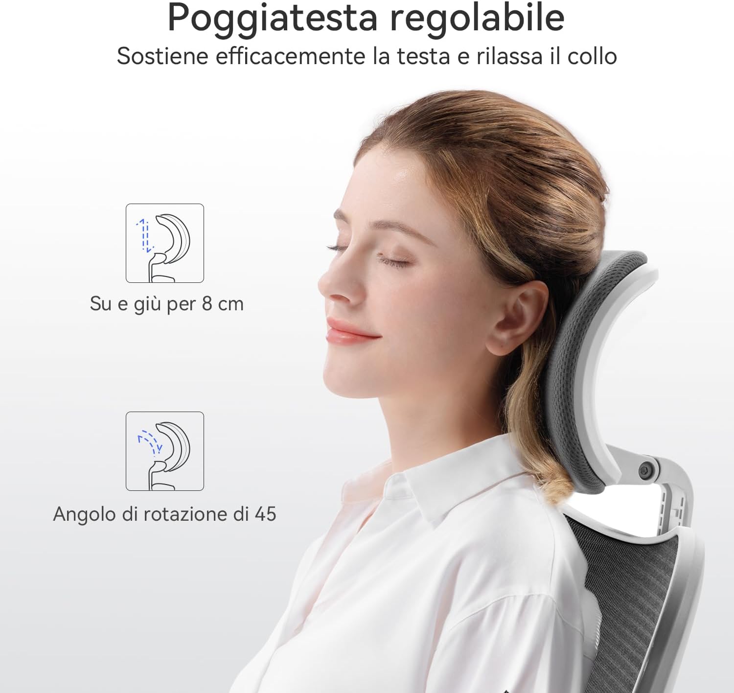 Detalle de SIHOO M18: Sedia Ufficio Ergonomica con Supporto Lombare, Poggiatesta e Braccioli Regolabili