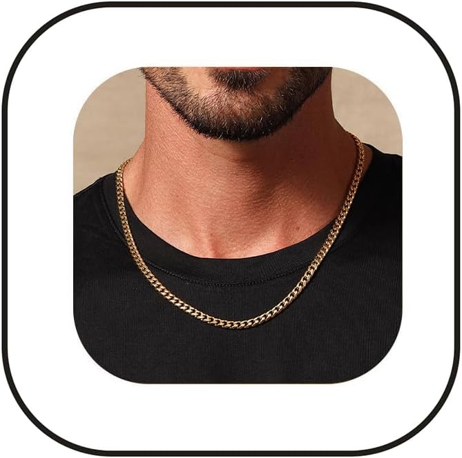 Thumbnail 6 de Pink buling 316L Stainless Steel Cuban Link Necklace, 3.5/5 mm, Silver or Gold