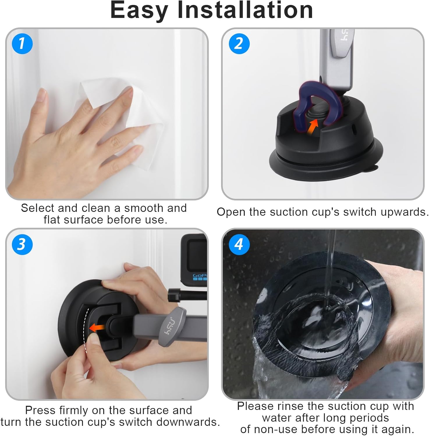 Thumbnail 5 de HSU Suction Cup Mount for Action Camera – Universal Car Window Kit