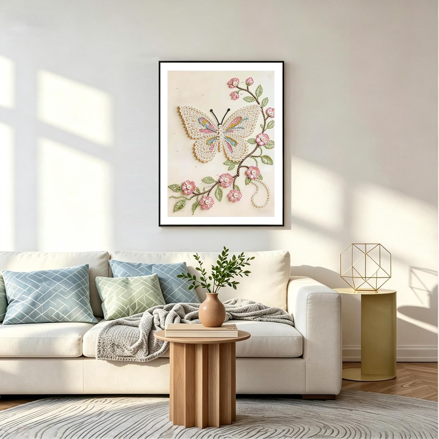 Detalle 2 de DIYBEADDOT Butterfly Pearl Diamond Painting Kit, 12 x 16-Inch Special-Shape Art
