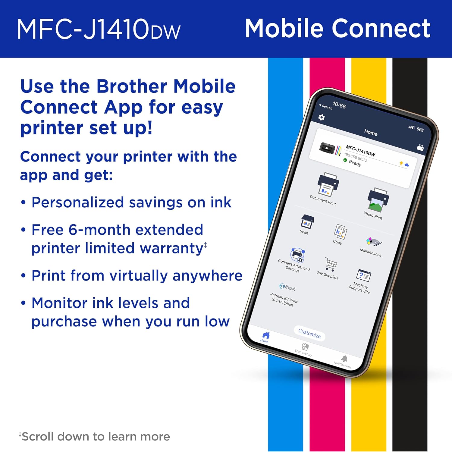 Detalle 1 de Brother wireless color inkjet all-in-one printer MFC-J1410DW