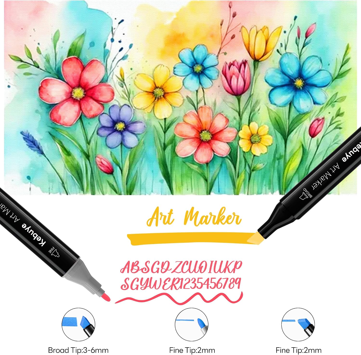 Thumbnail 3 de Kebuye 100-Colour Alcohol Based Markers Set with Carrying Case