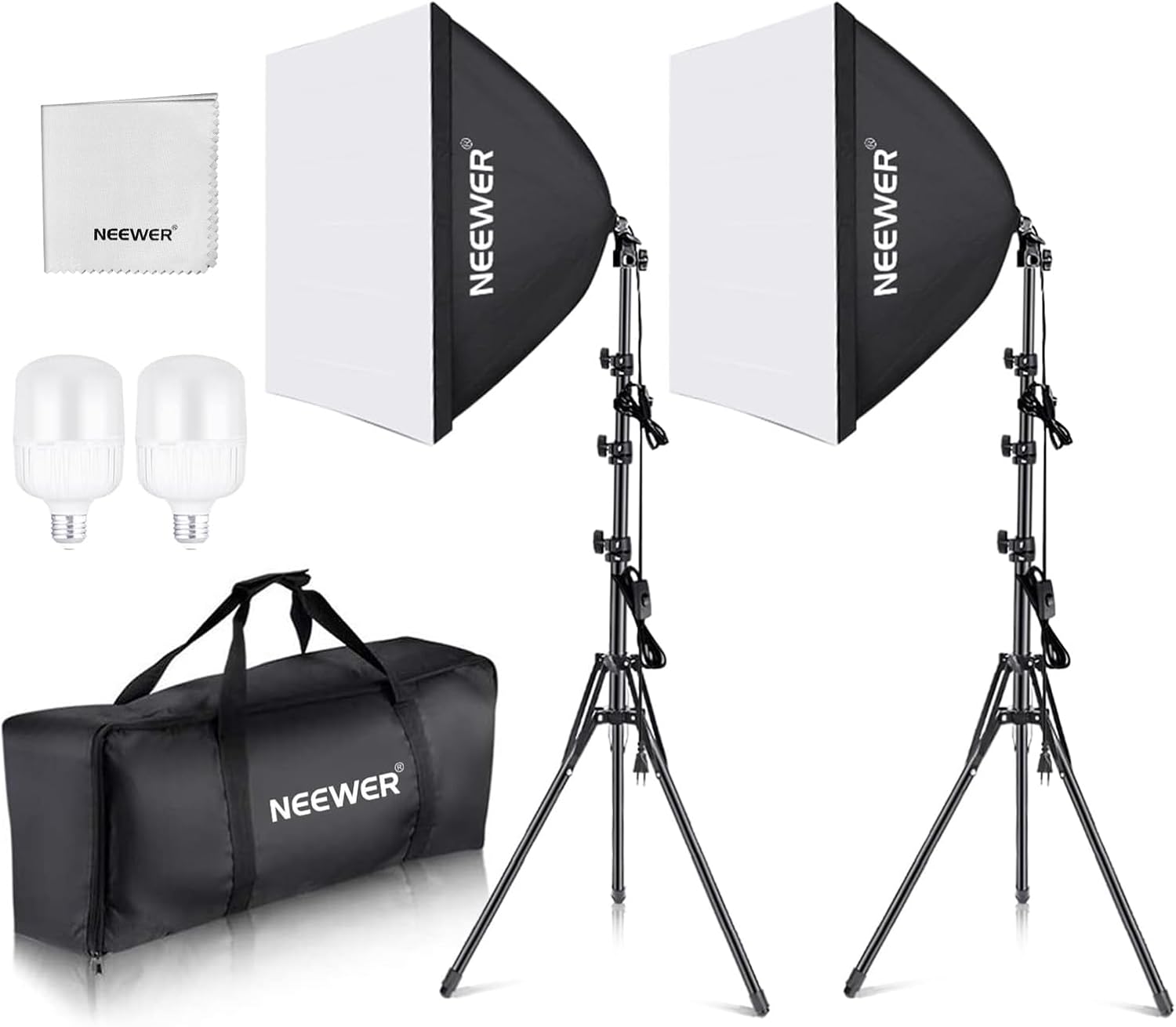 Thumbnail 6 de NEEWER kit softbox illuminazione continua 700W equivalente con lampadine LED 5700K, 2 diffusori 60x60 cm e supporti