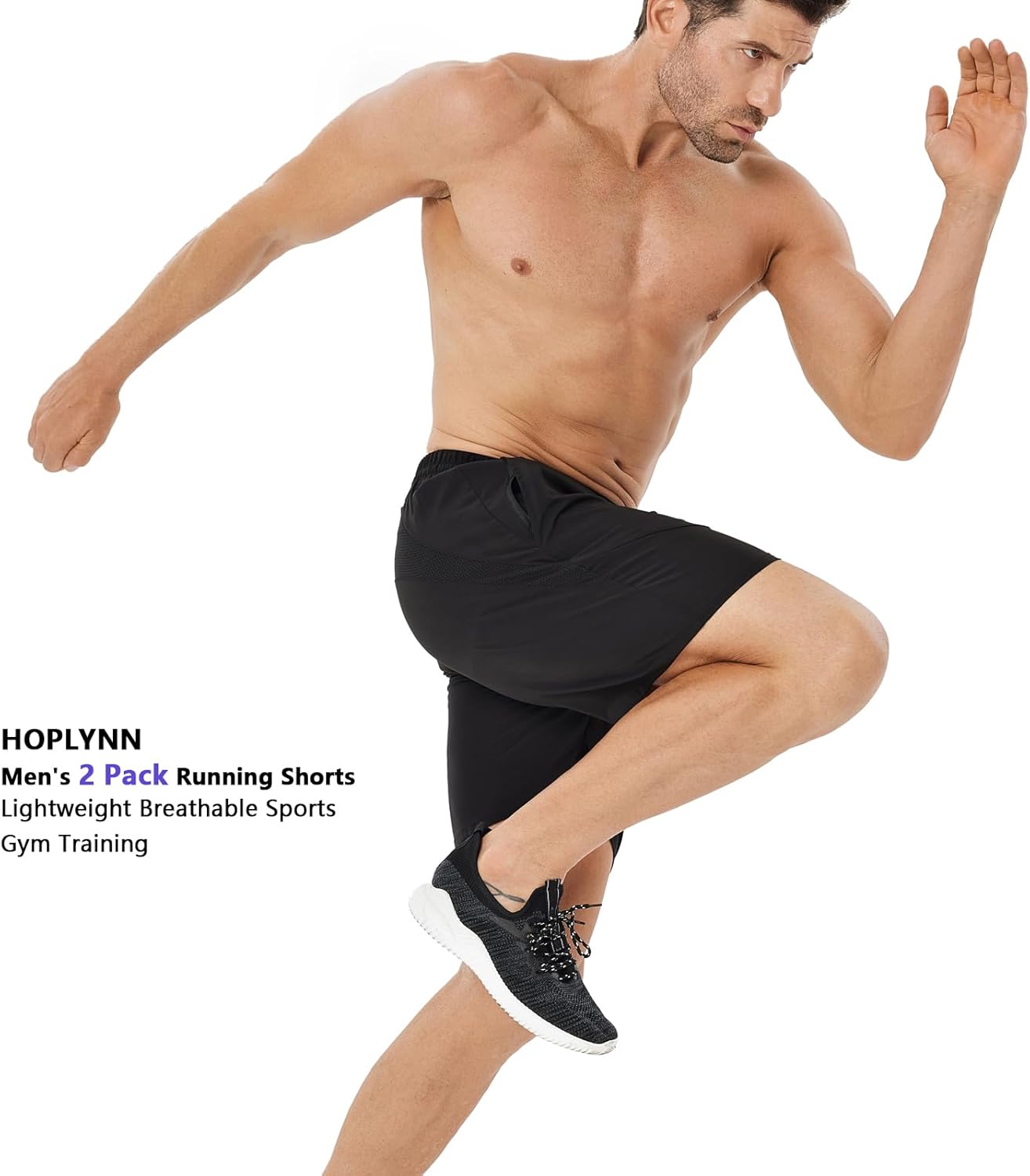 Thumbnail 4 de HOPLYNN Men's 2 Pack Lightweight Running Shorts with Zipped Pockets