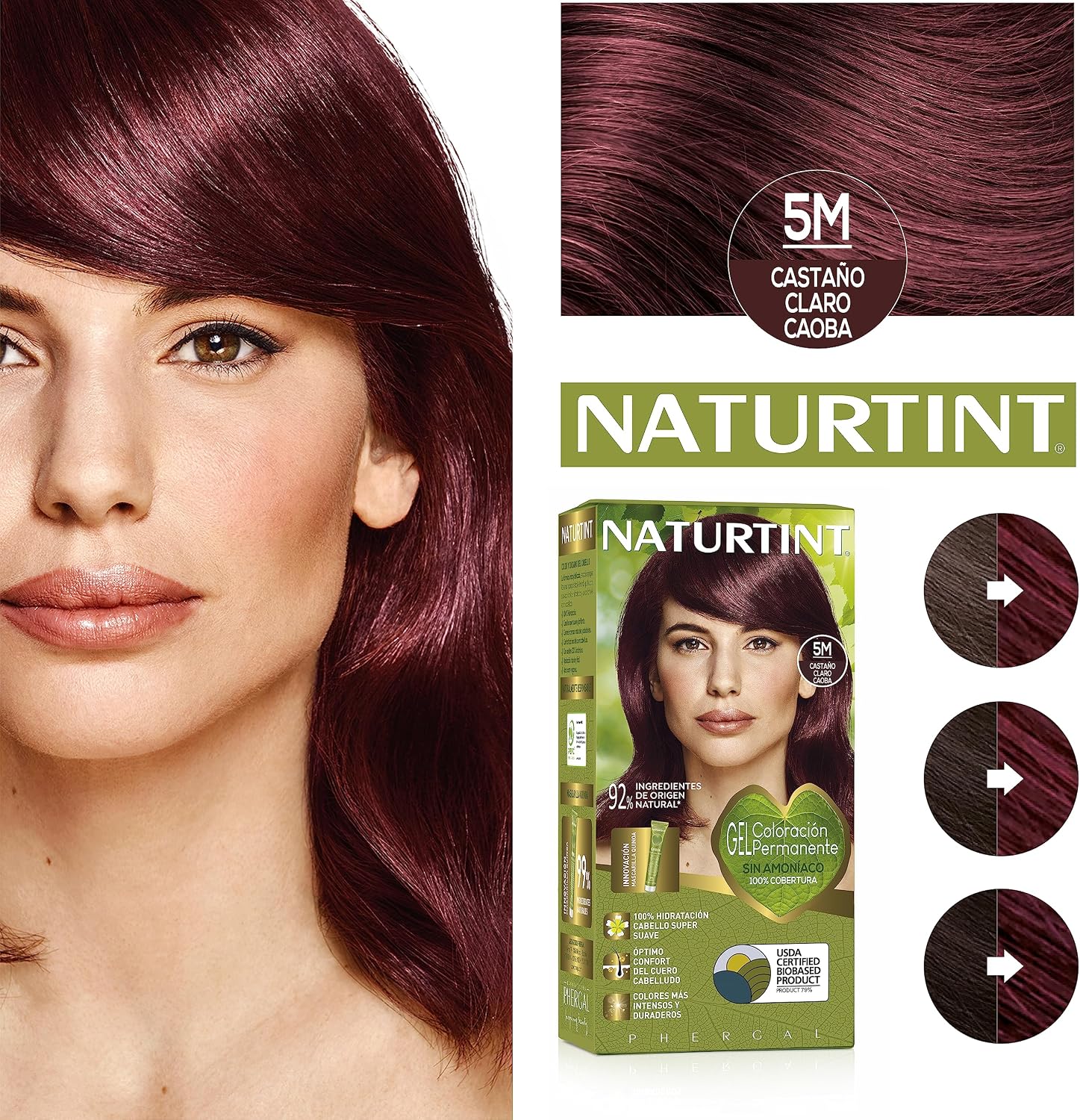 Detalle 2 de NATURTINT Biobased Castaño Claro Caoba 🌿 Tinte Natural Permanente