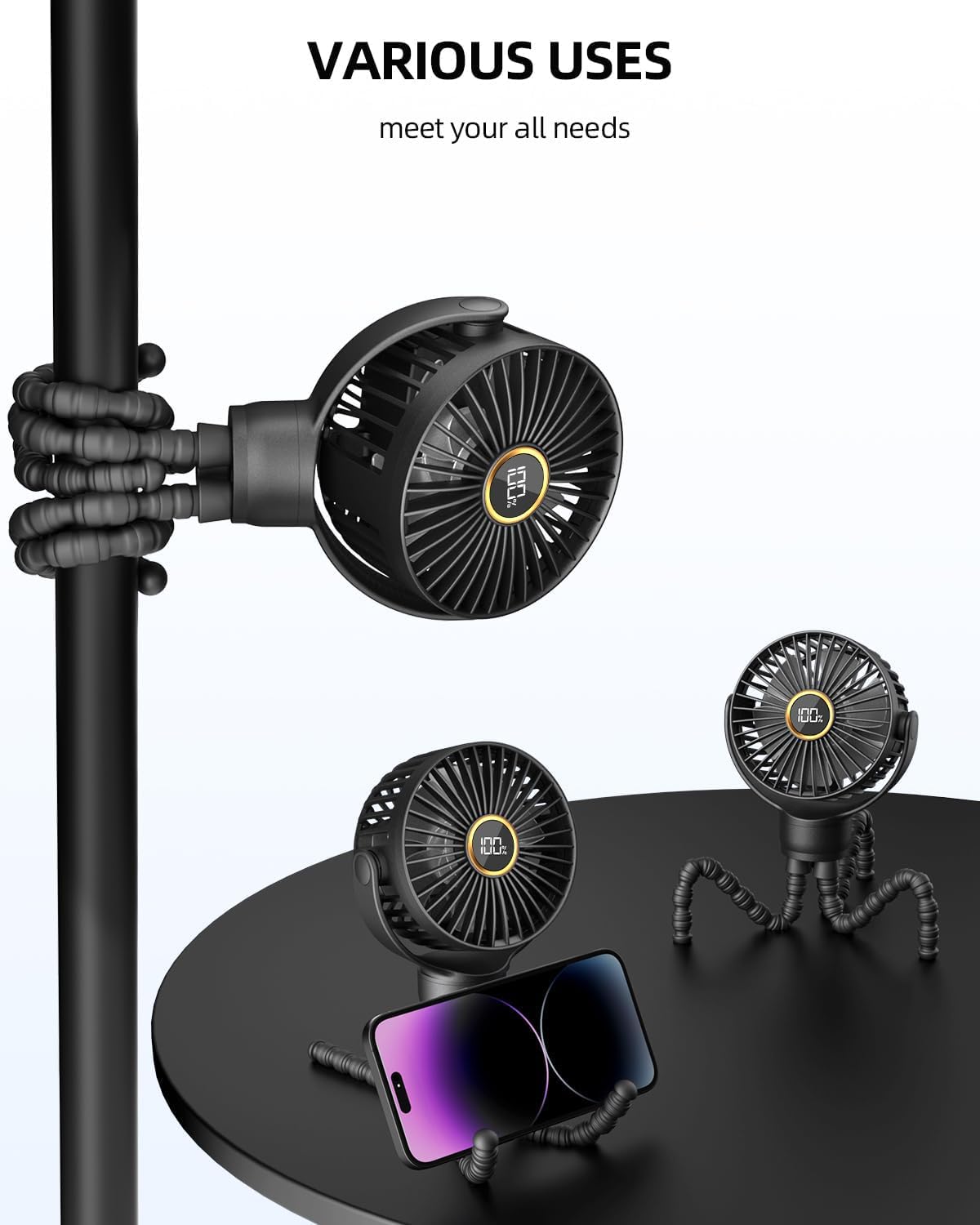 Thumbnail 4 de TUNISE Pram Fan Clip-On: Rechargeable 360° Baby Clip Fan (35dB)