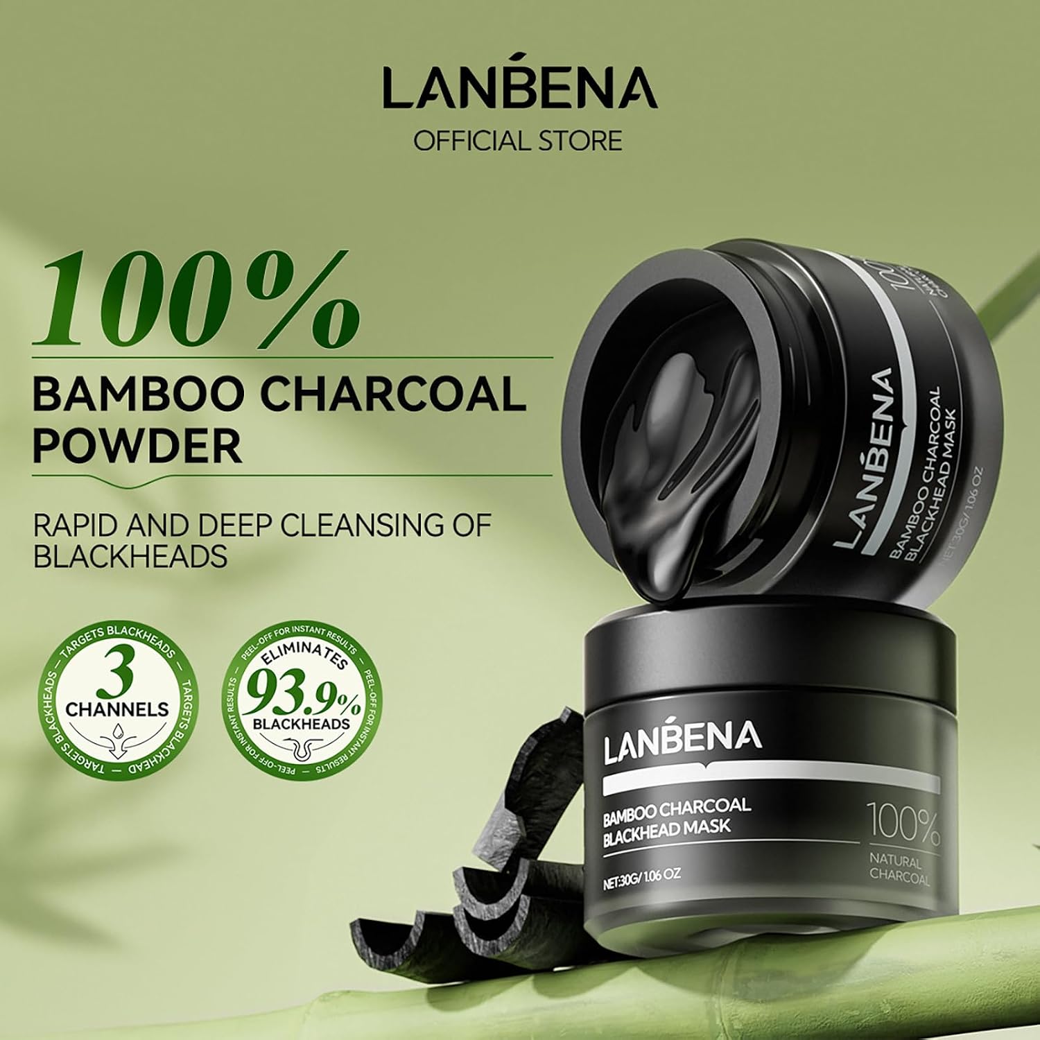 Detalle 2 de LANBENA 3.0 Bamboo Charcoal Nose Pore Strips, 60-Count Peel-Off Mask
