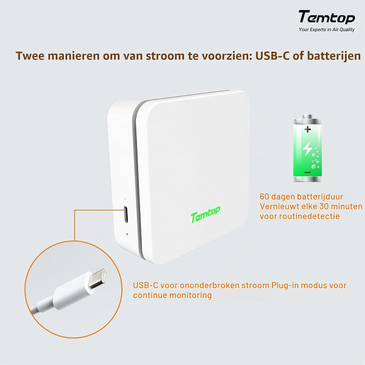 Thumbnail 5 de Temtop P2 luchtkwaliteitsmonitor voor PM2.5, PM10, CO₂ en luchtvochtigheid