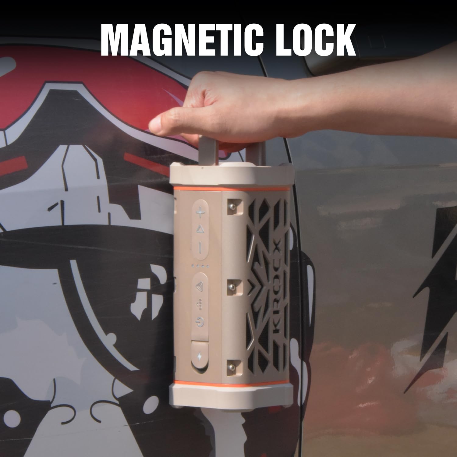 Detalle de KROCX TRAVOR Magnetic Bluetooth Speaker: rugged, rechargeable power for outdoor sound
