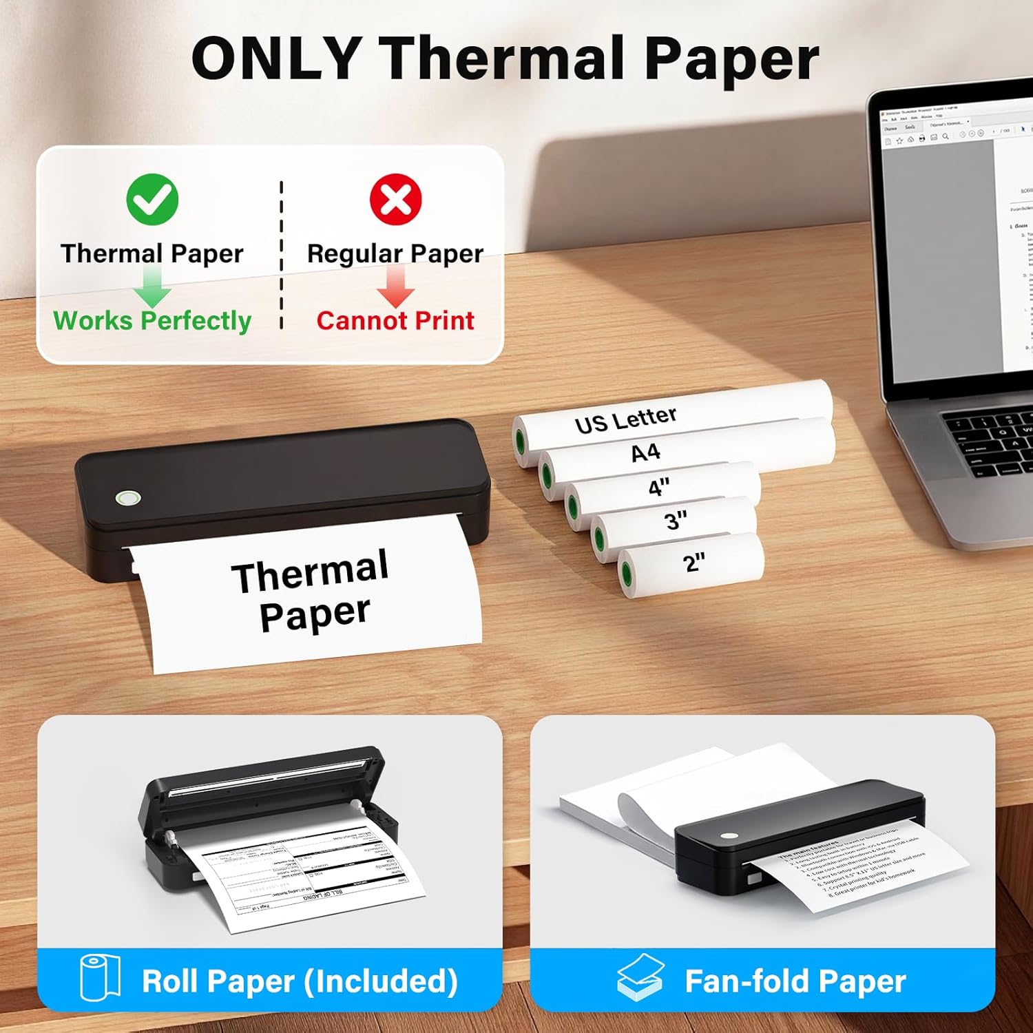 Thumbnail 2 de Gloryang Inkless Wireless Printer, 8.5 x 11" ⚙