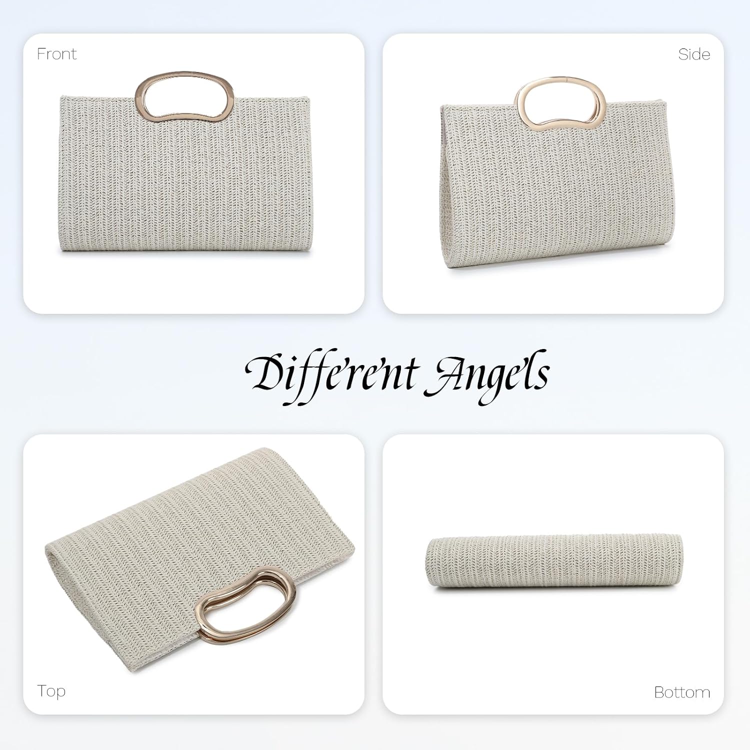 Detalle de Ynport Crefreak Damen Geflochtene PP Stroh Clutch mit Tragegriff – Vielseitige Sommertasche