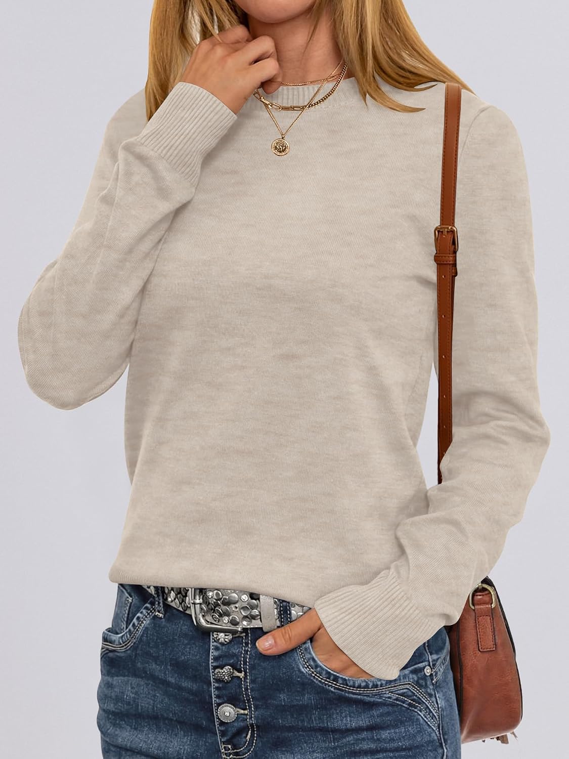 Detalle 2 de ANRABESS Women's Long-Sleeve Lightweight Sweater, Loose Fit