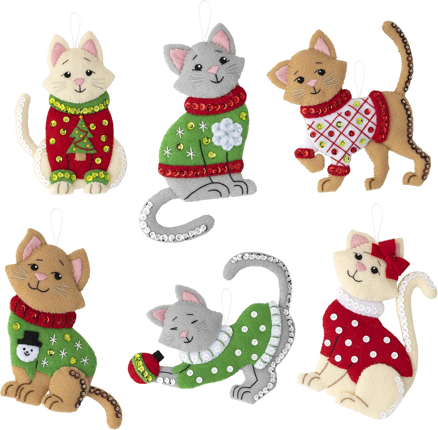 Thumbnail 6 de Kit Bucilla ornements en velours avec 6 chats 🎄