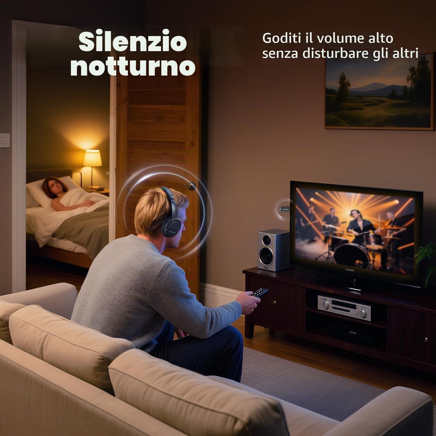 Thumbnail 1 de Holdsound Cuffie TV Wireless: libertà senza fili con trasmettitore USB e ascolto nitido