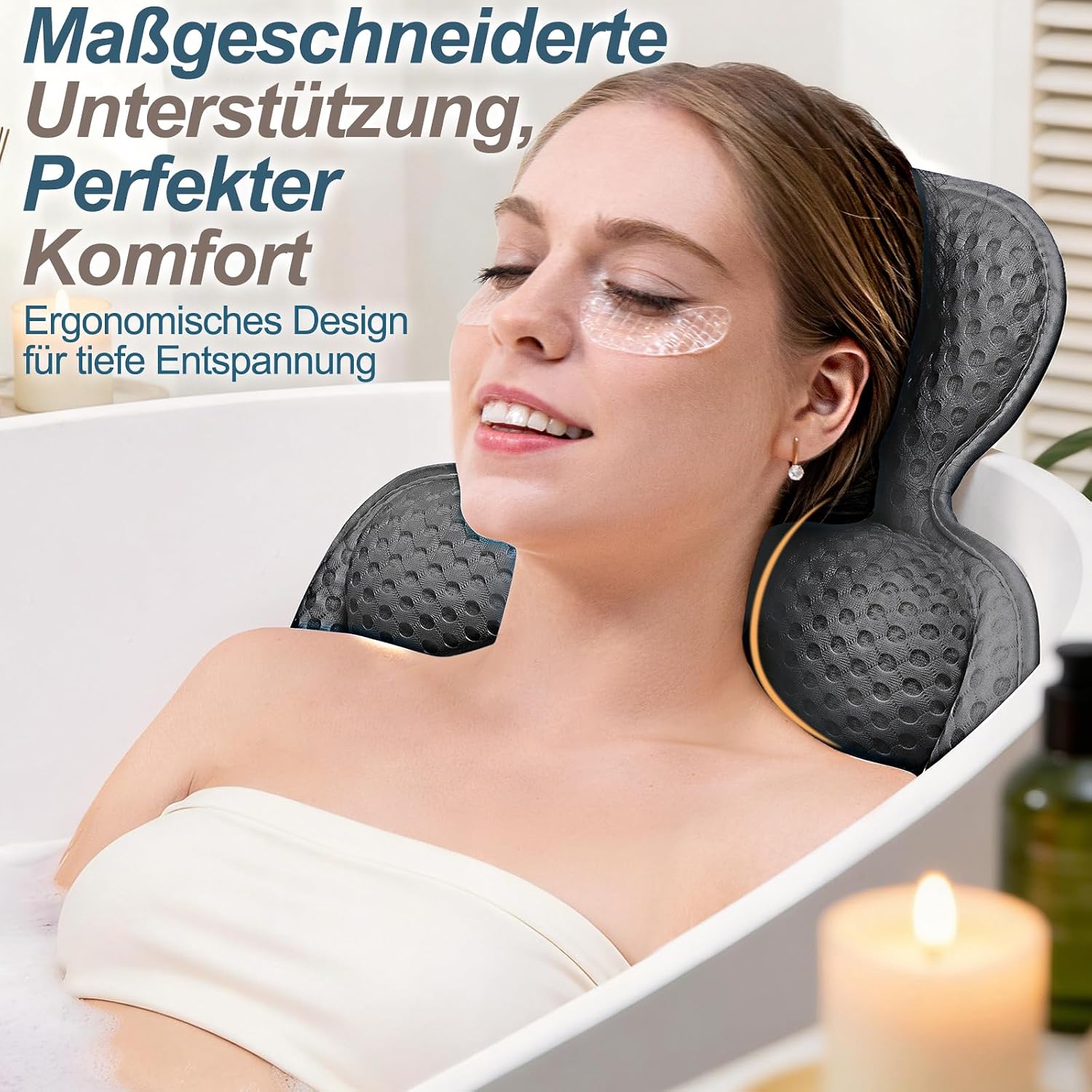 Thumbnail 3 de Badewannenkissen für Kopf, Nacken und Rücken – 54 Saugnäpfe, 3D Air Mesh Grau