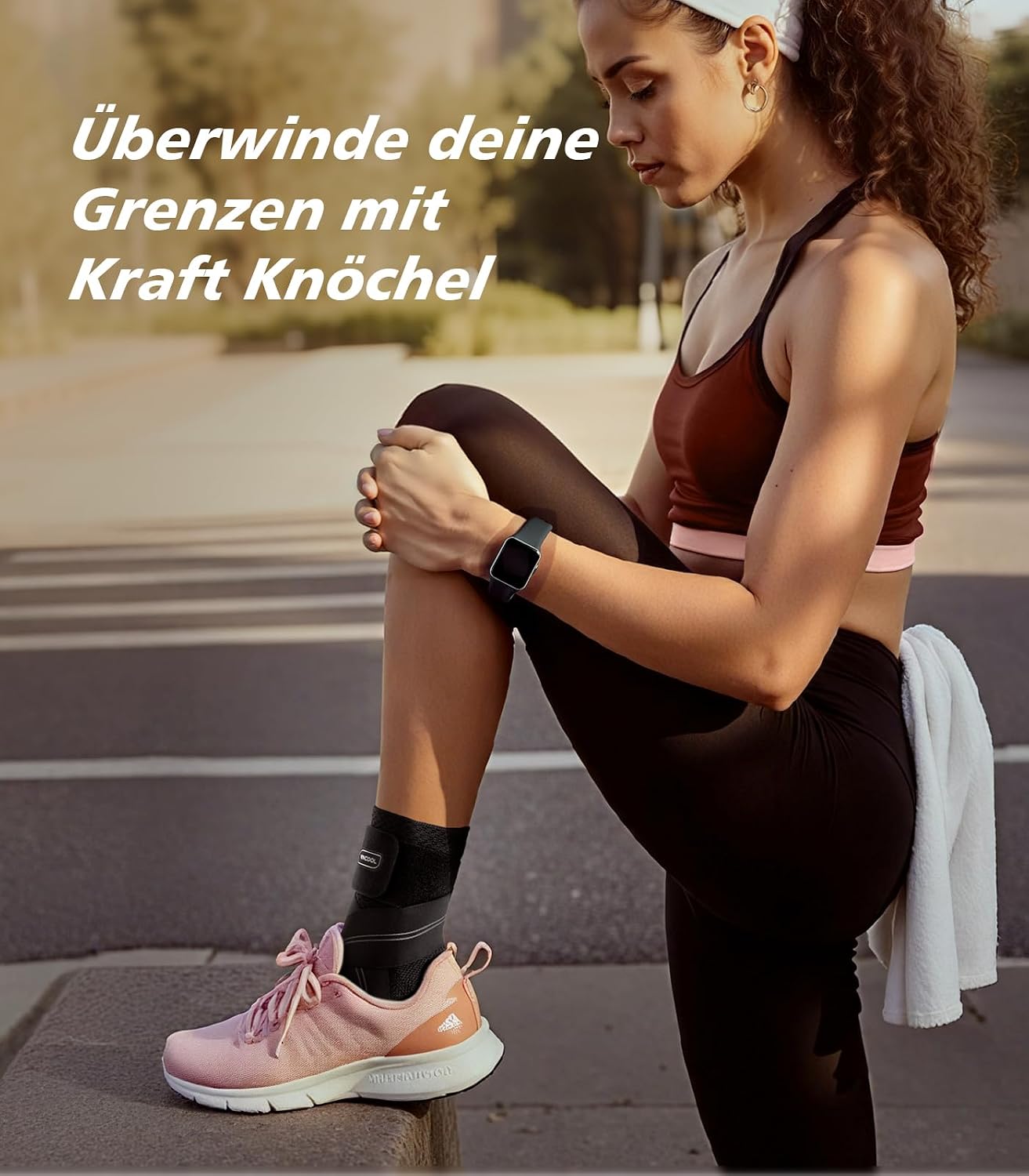 Thumbnail 6 de WHCOOL Flache Strick-Knöchelstütze mit 7-Zonen-Kompression (dynamische Kompressionsmanschette) – für Damen & Herren, M, Schwarz
