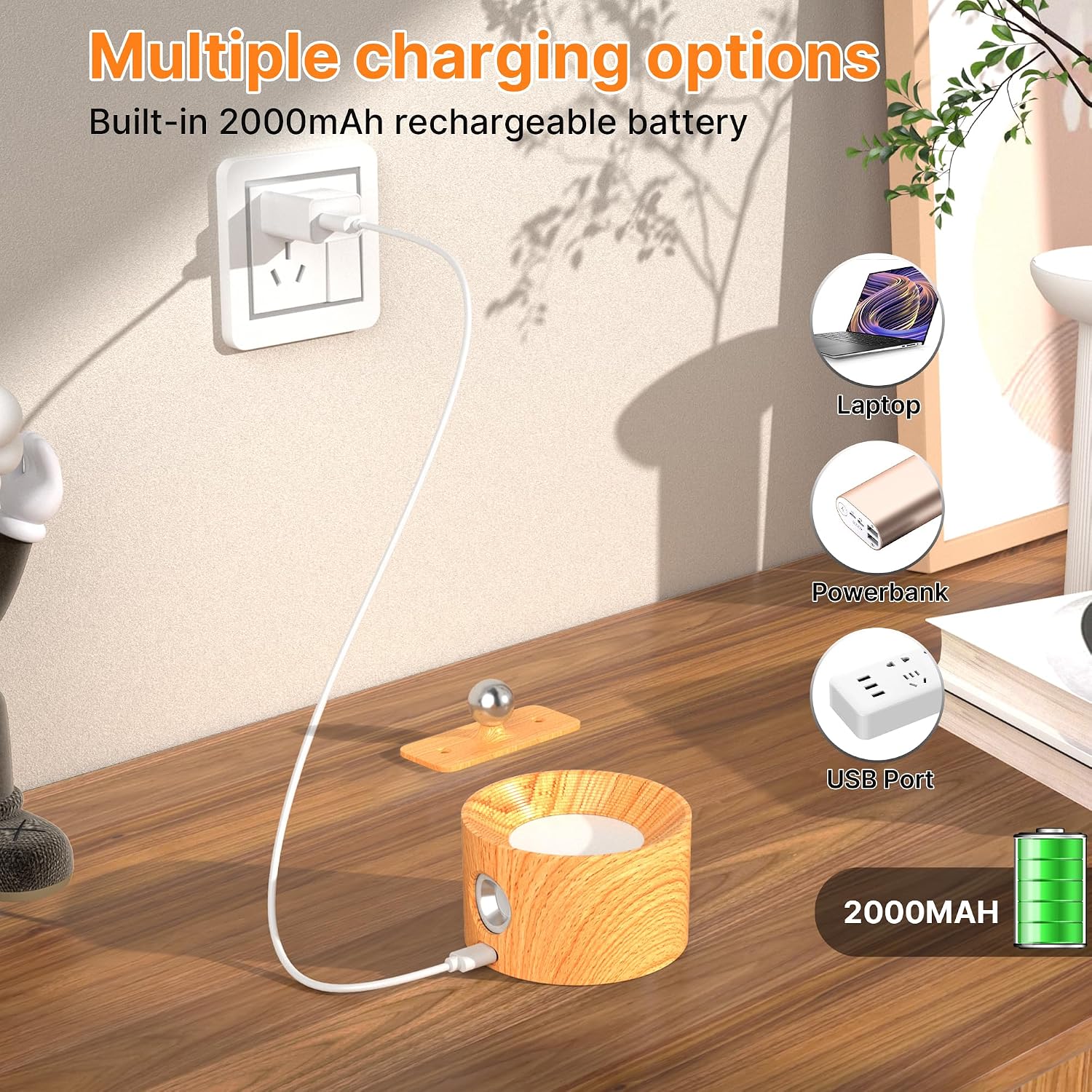Detalle 2 de Mexllex 2 Pack Rechargeable Wall Lights 2000mAh