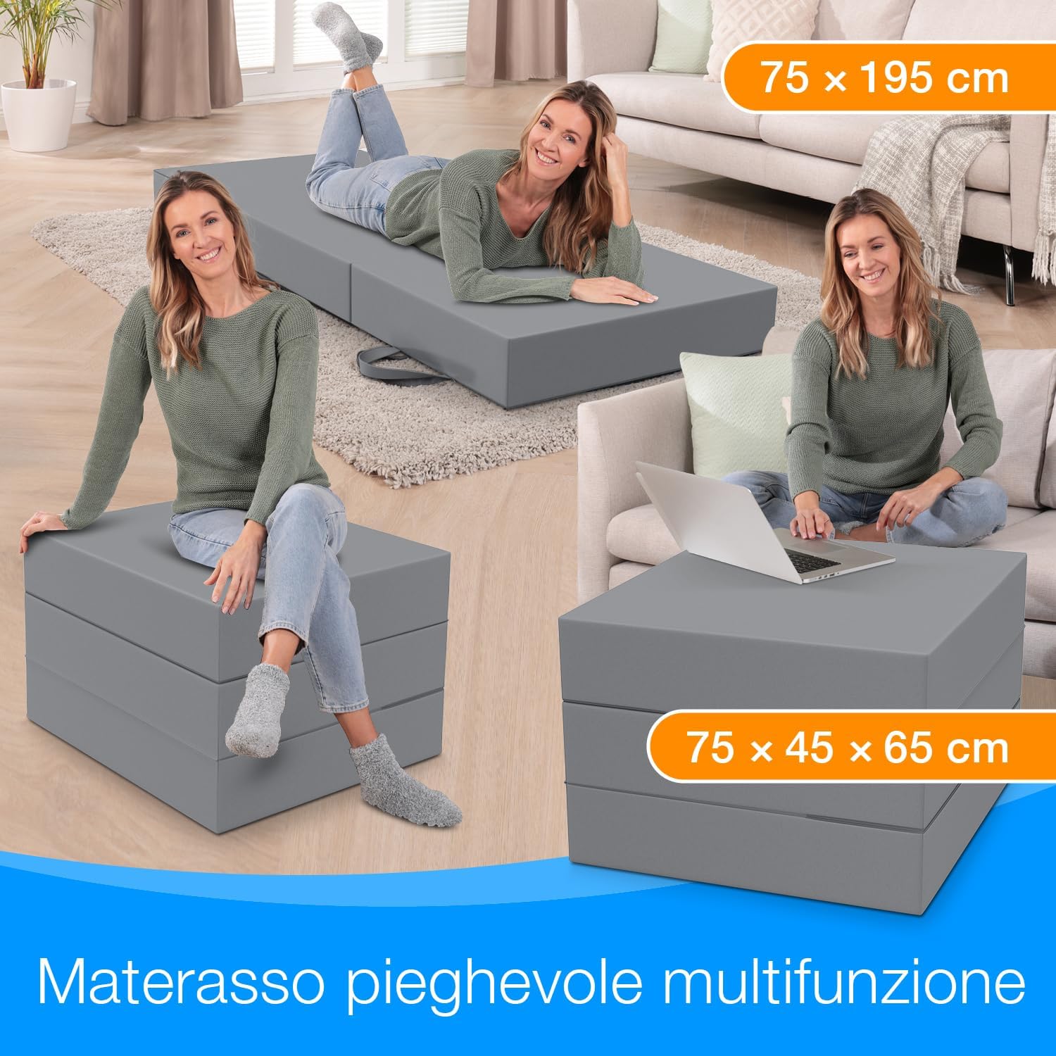 Detalle de ELONEO materassino pieghevole per ospiti — 75 x 195 x 15 cm