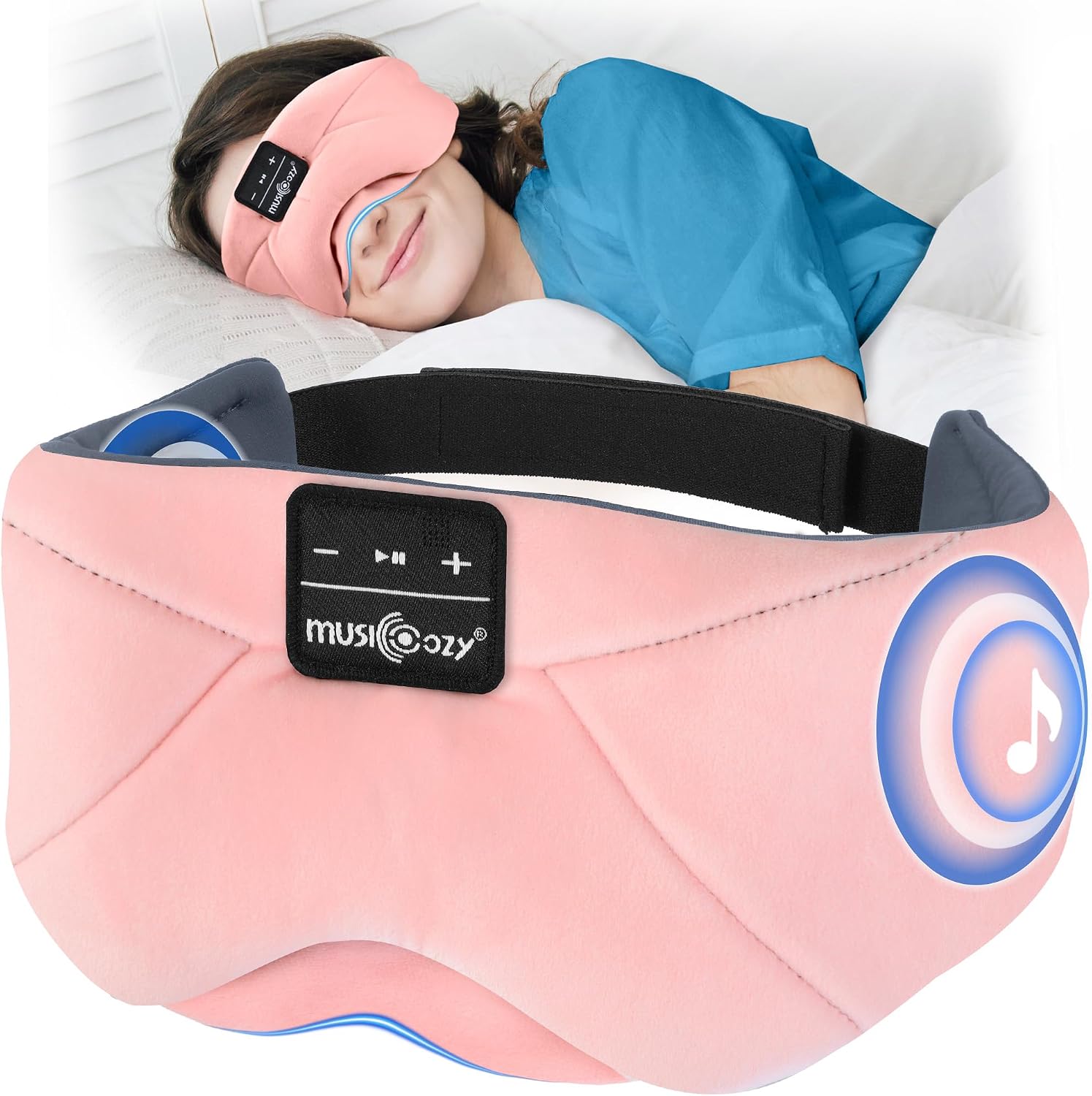 Detalle de MUSICOZY Sleep Mask Headphones: 100% Blackout Bluetooth Eye Mask with Ultra-Thin Speakers