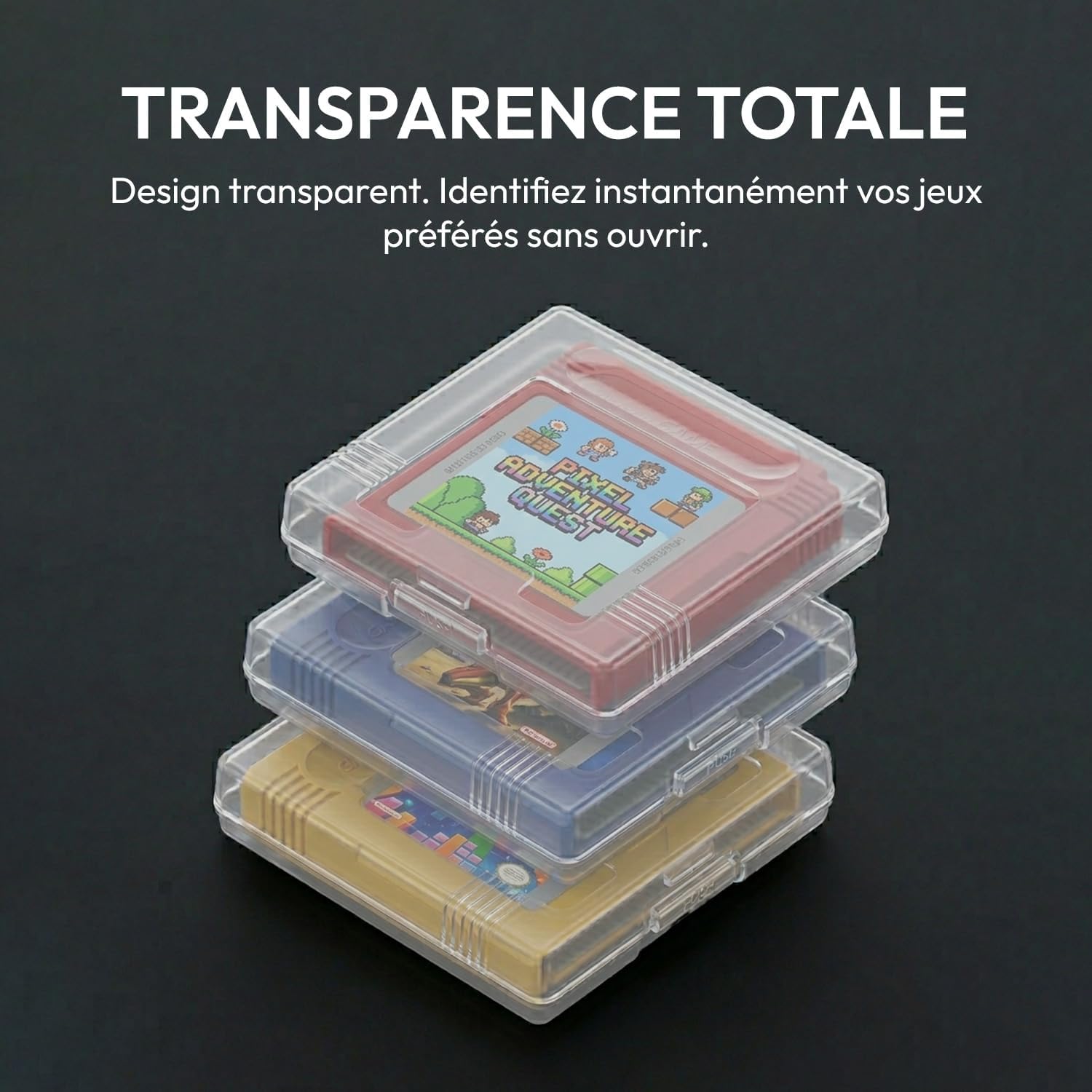 Detalle 2 de Mcbazel 10 Pièces Housses de Protection Transparentes pour Cartouches Game Boy (GB, GBC, GBP)