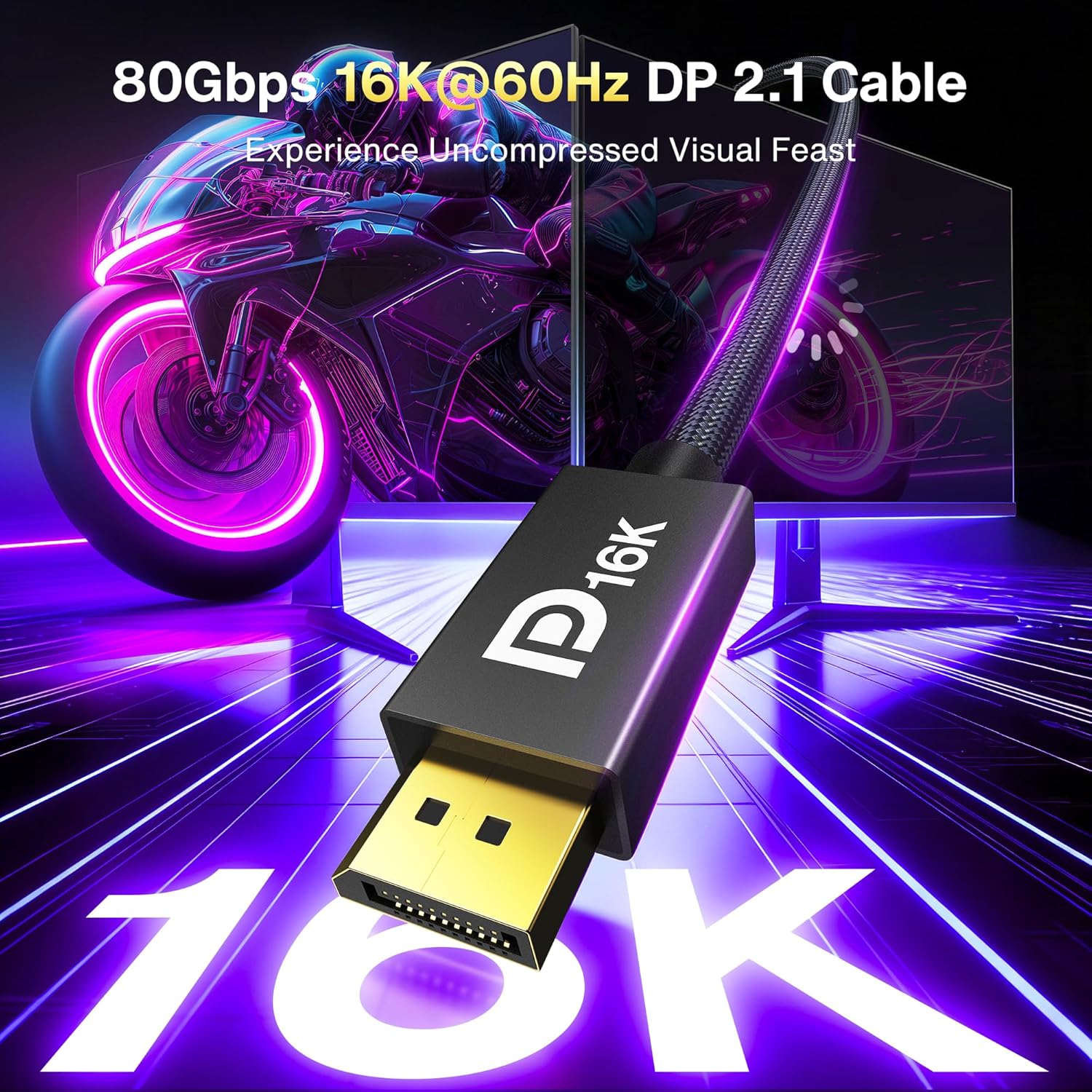 Thumbnail 1 de DisplayPort 2.1 cable 2M for 80Gbps