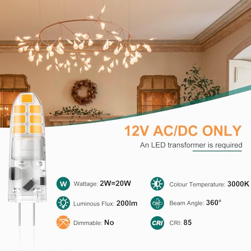 Detalle 2 de DiCUNO G4 LED Warmweiß 2W – 3000K, 200 lm, 10er Pack (G4)