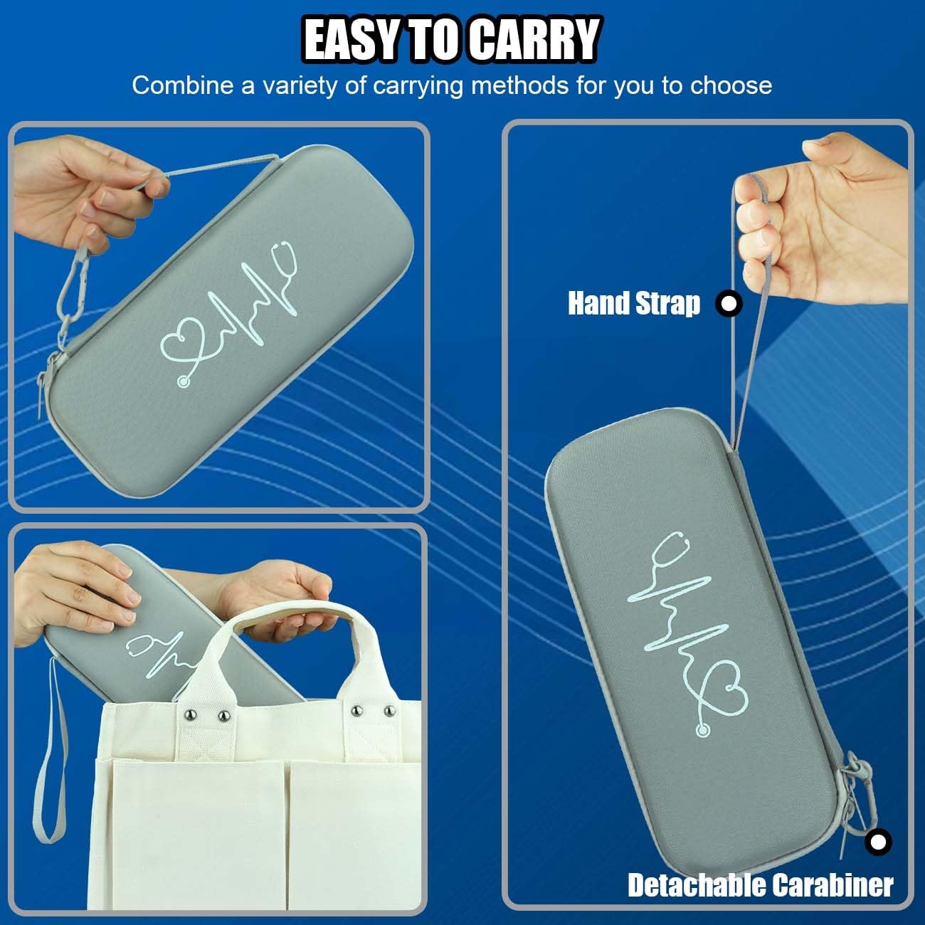 Detalle de Bagtopia Stethoscope Case for 3M Littmann Classic III, Shockproof EVA, Grey