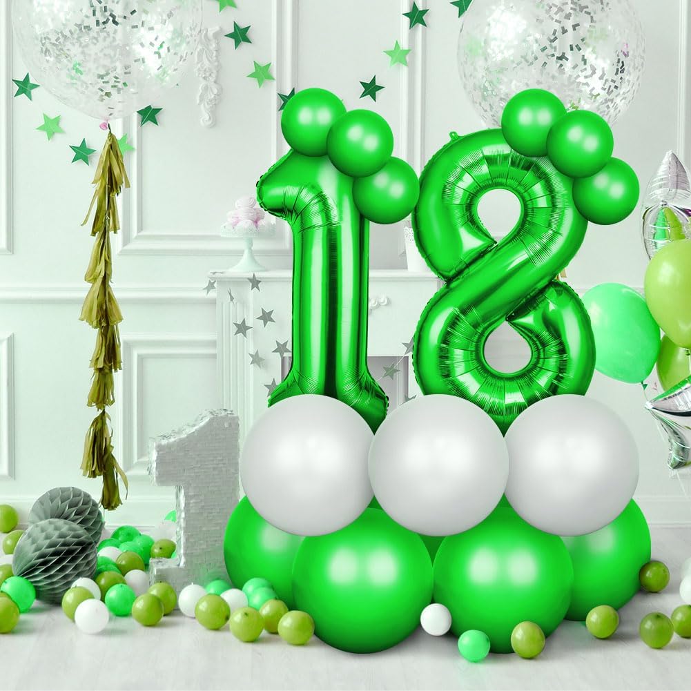 Thumbnail 4 de OFFCUP Zahlen Luftballon Grün – 40 Zoll große Folienballonsatz mit 2 Nummernballons für Geburtstag & Festdekoration