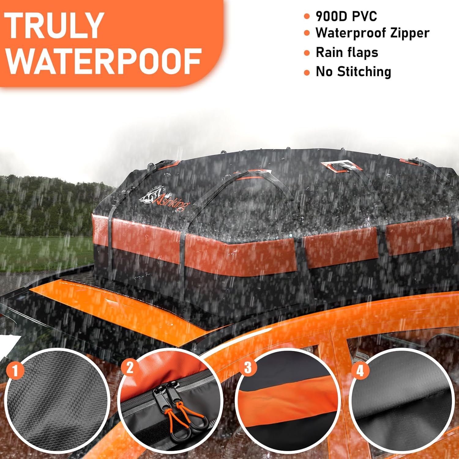 Detalle de Asinking 21 Cubic Feet Car Rooftop Cargo Carrier Bag