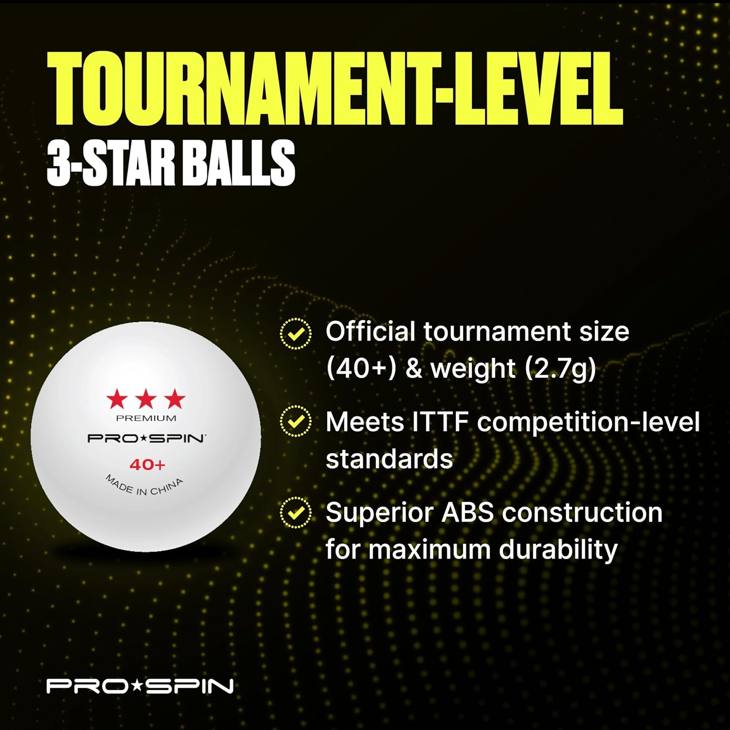 Detalle de PRO-SPIN Ping Pong Balls 40+ 3-Star