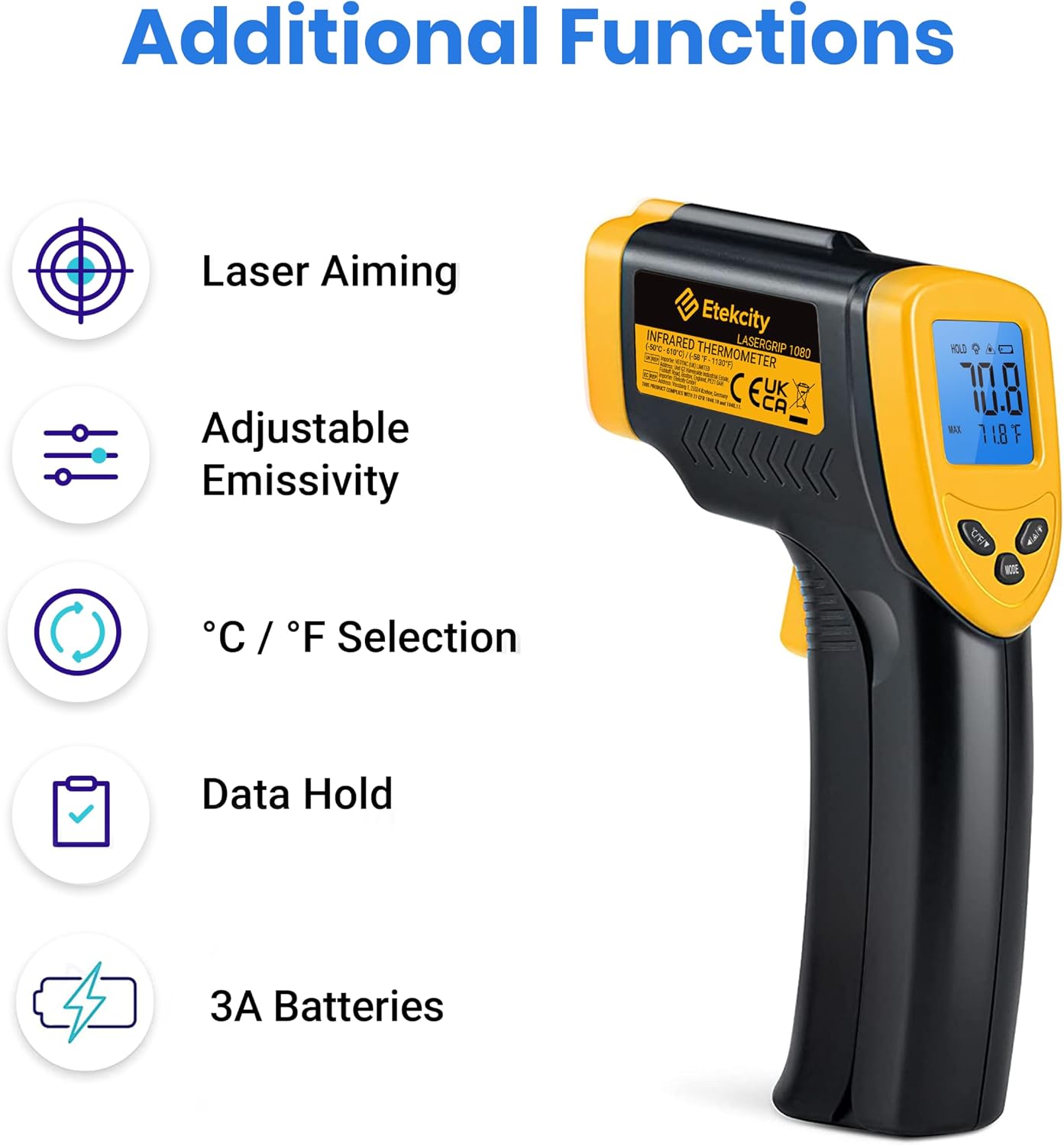 Thumbnail 5 de Etekcity Infrared Thermometer -50°C to 610°C 📟