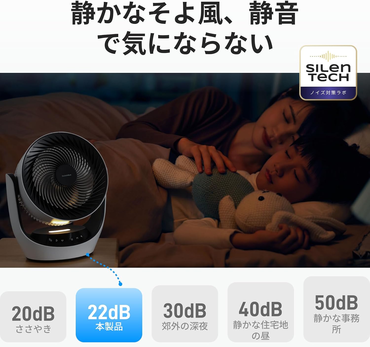 Detalle de SwitchBot サーキュレーター DCモーター搭載・コードレス・3D首振り・30畳対応