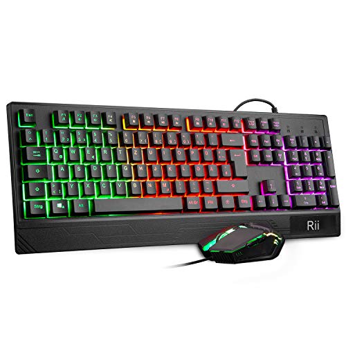 Detalle de Rii Gaming Tastatur und Maus Set – RGB-Beleuchtung, DE-Layout, QWERTZ, wasserdicht