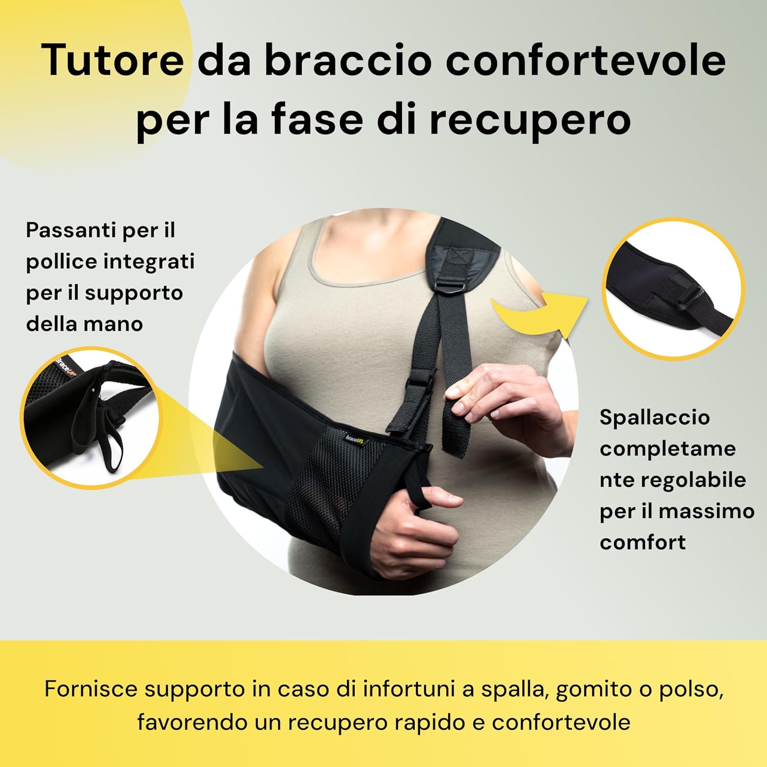 Thumbnail 1 de BraceUP Tutore Braccio per spalla e braccio destro/sinistro con fascia regolabile e supporto per pollice