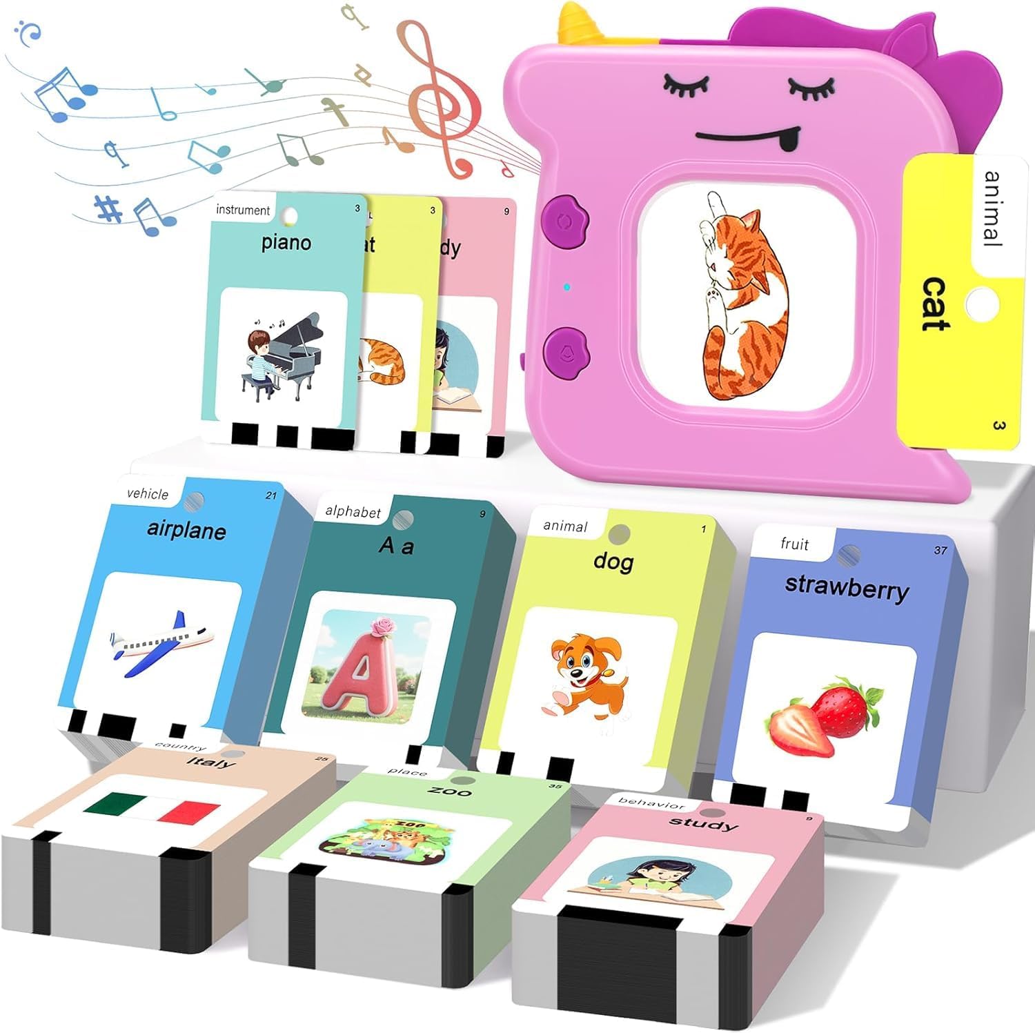 Detalle de 420 Words Talking Flash Cards for Toddlers (3–6 Years) – 210 Cards, Pink