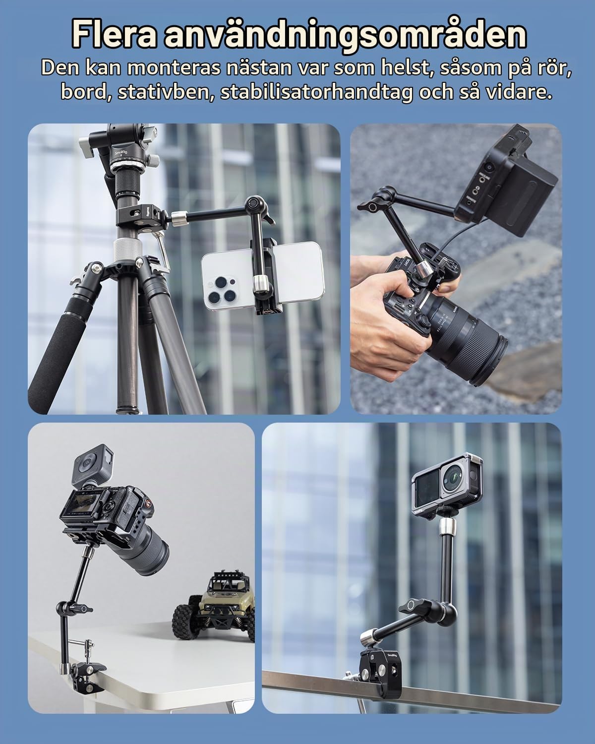 Detalle 2 de SMALLRIG 5326 ledad arm med superklämma och mobilhållare