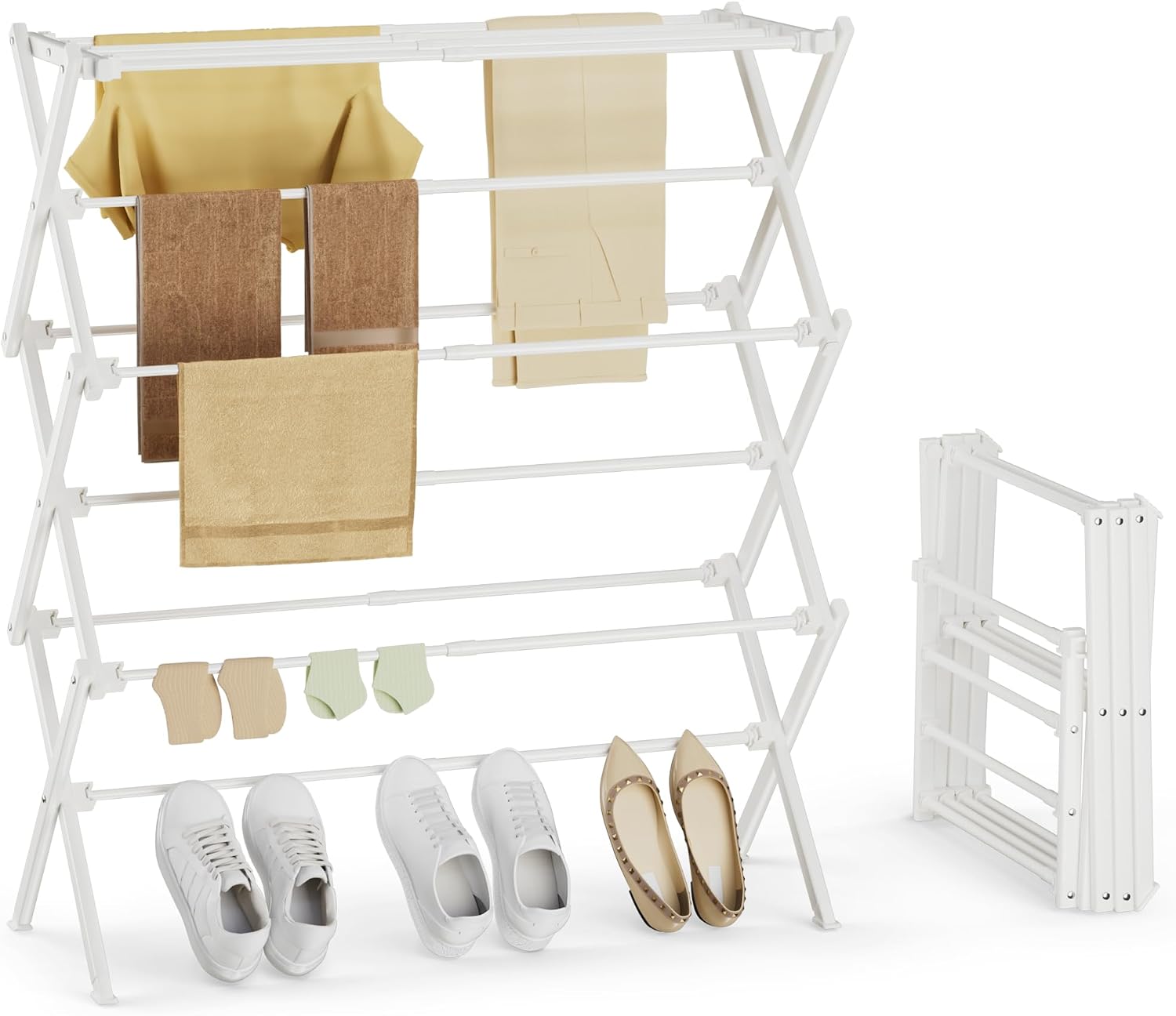 Detalle de SpaceHidden Foldable Clothes Drying Rack, 35 lb Capacity