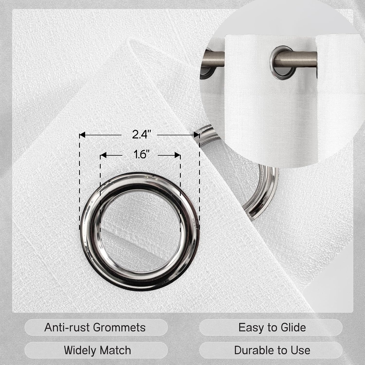 Detalle de Melodieux semi blackout voile curtains, 55x72in