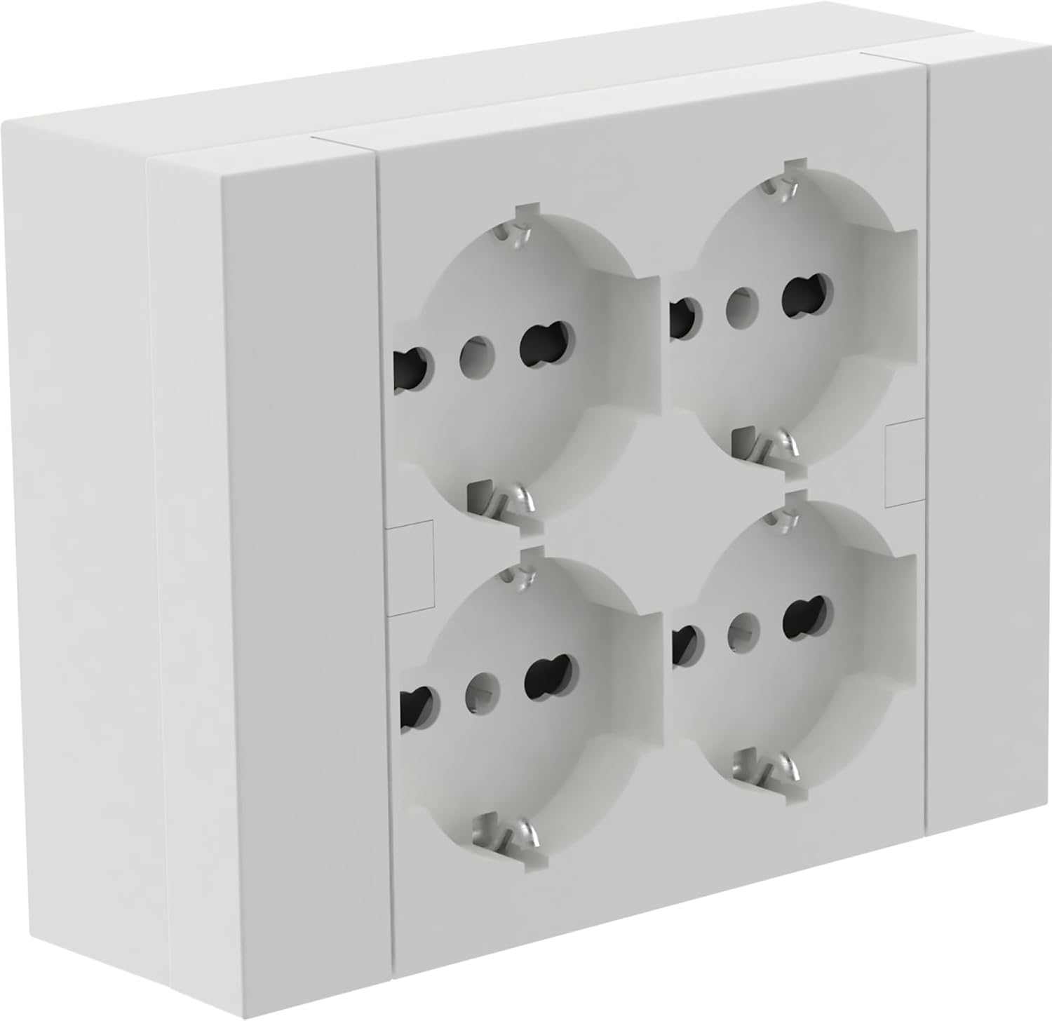 Detalle de Electraline 22016 Multipresa da parete Quadra 4 Posti Universali con scatola di supporto