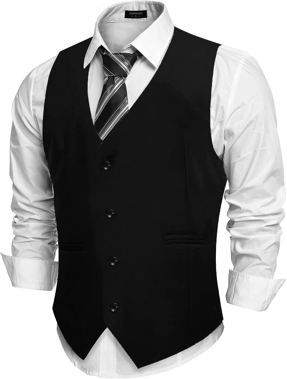 Detalle de COOFANDY Men's Casual Business Vest: Lightweight, Slim-Fit Waistcoat