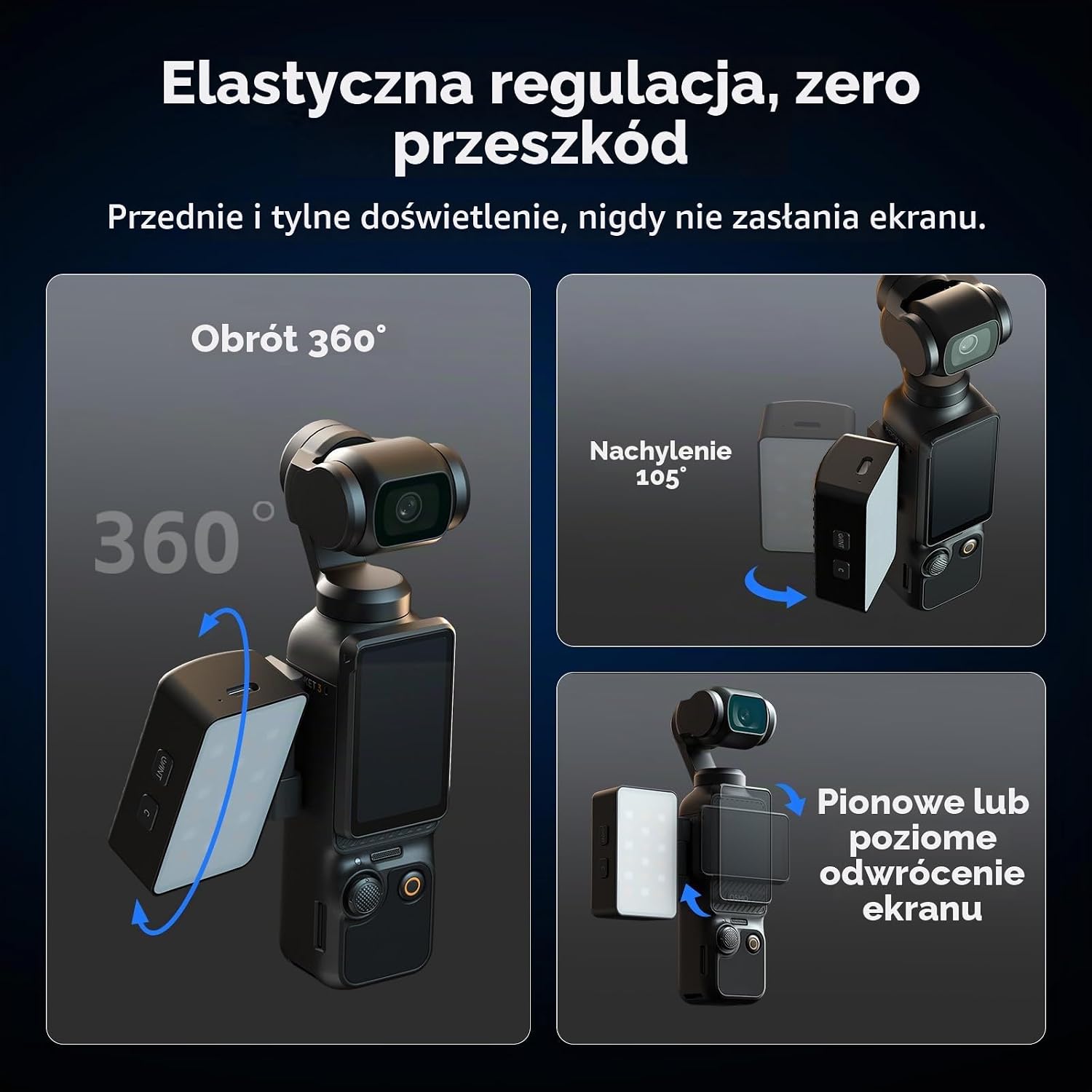 Detalle 1 de SMALLRIG 5733 – dwukolorowa lampa LED do DJI Osmo Pocket 4/3, CCT 2700–6500 K
