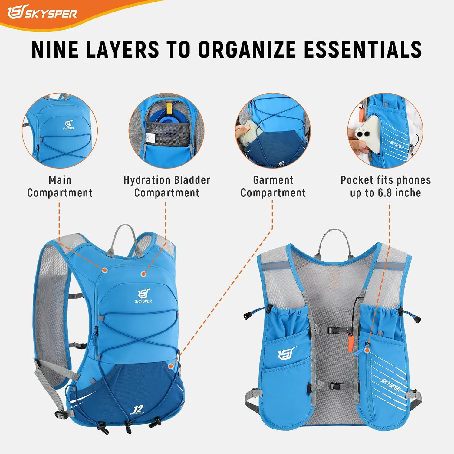 Detalle 2 de SKYSPER Zaino Idratazione 12L per trail running