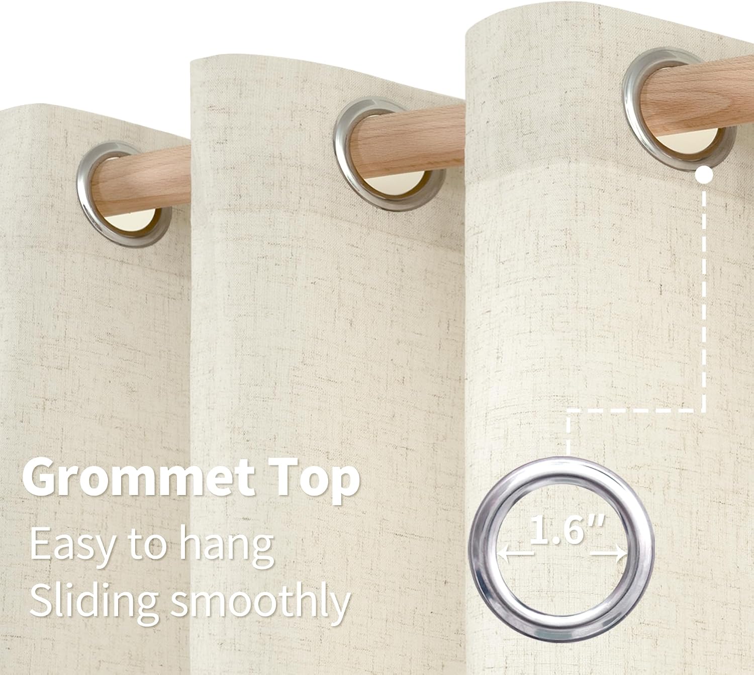 Detalle 2 de YoungsTex Linen Curtains, 42 x 84 Inch