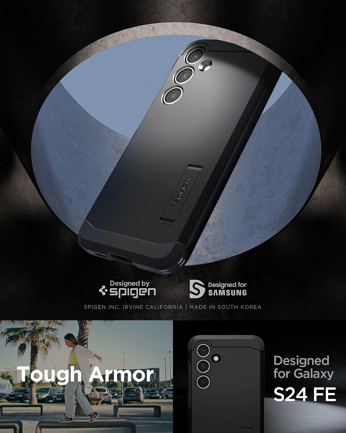 Detalle 2 de Spigen Tough Armor coque pour Samsung Galaxy S24 FE – Noir