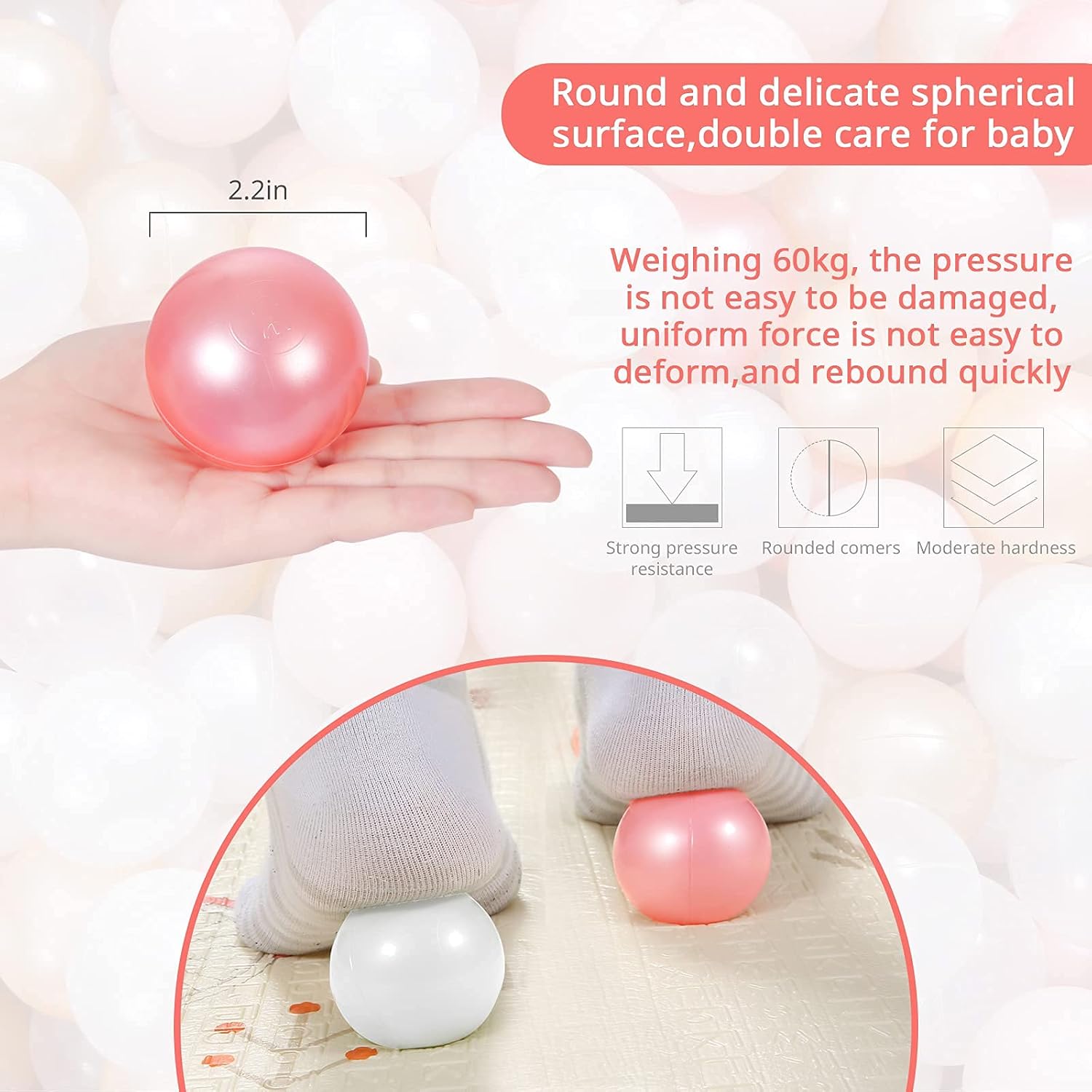 Detalle 2 de STARBOLO 200-Pack Ball Pit Balls for Toddlers (2.2in) — Crush-Proof, BPA & Phthalate Free, 6-Color Set