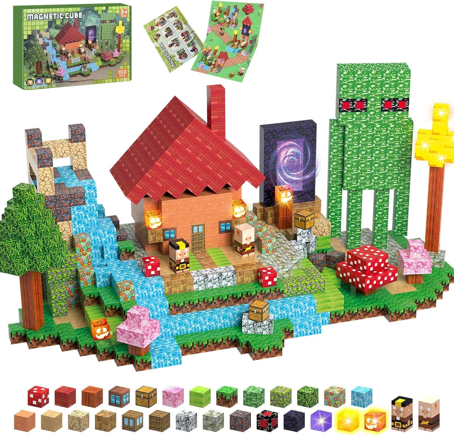Thumbnail 6 de MEDMHSMA Magnetic Blocks 100PCS: Light-Up 1-Inch Magnetic Building Toys for STEM Play