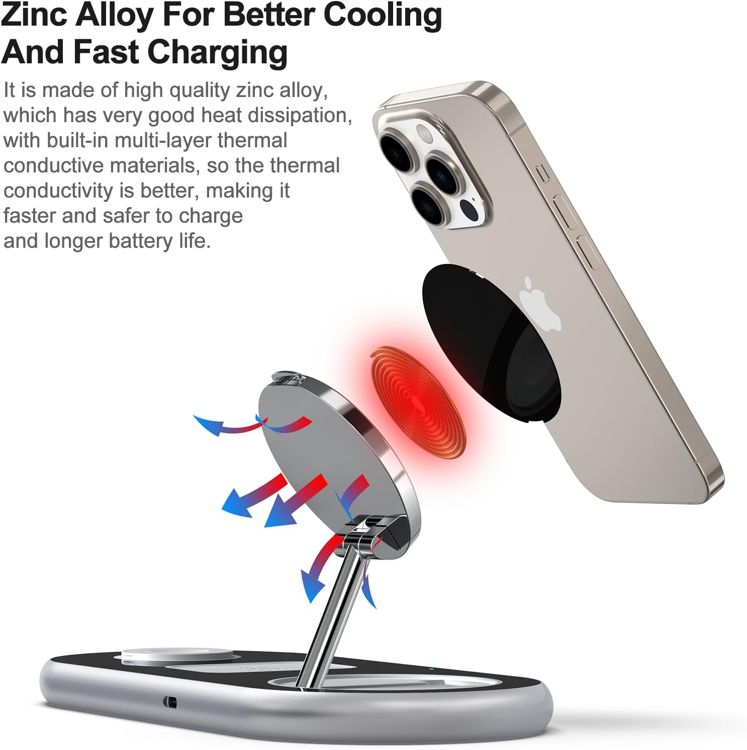 Thumbnail 1 de 3-in-1 Charging Station for Apple Devices (Mag-Safe) with Adjustable Stand for iPhone, Apple Watch & AirPods
